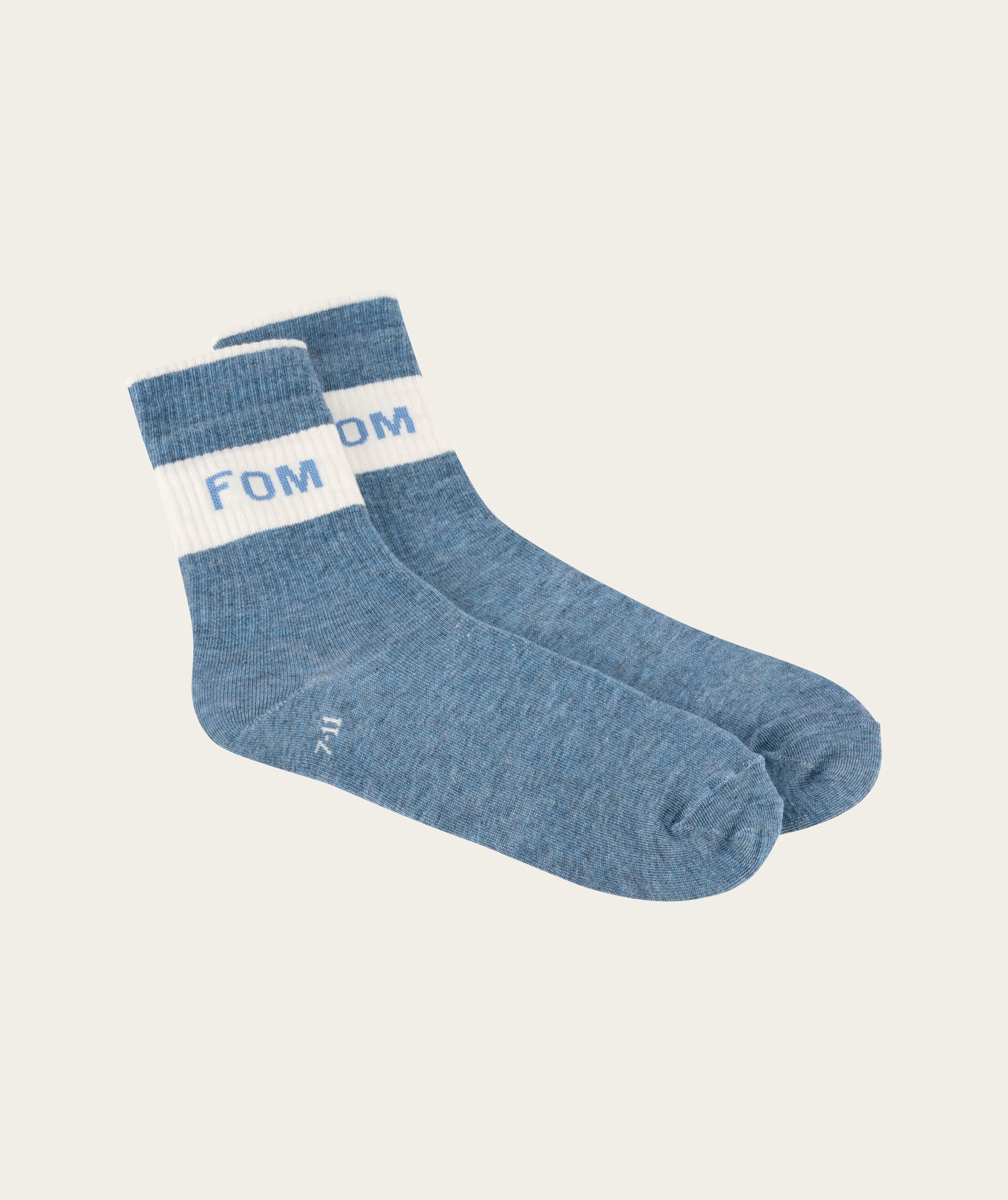 Socks FOM Crew Twin Pack - Cream & Sky Blue Stripe (Size 7-11)