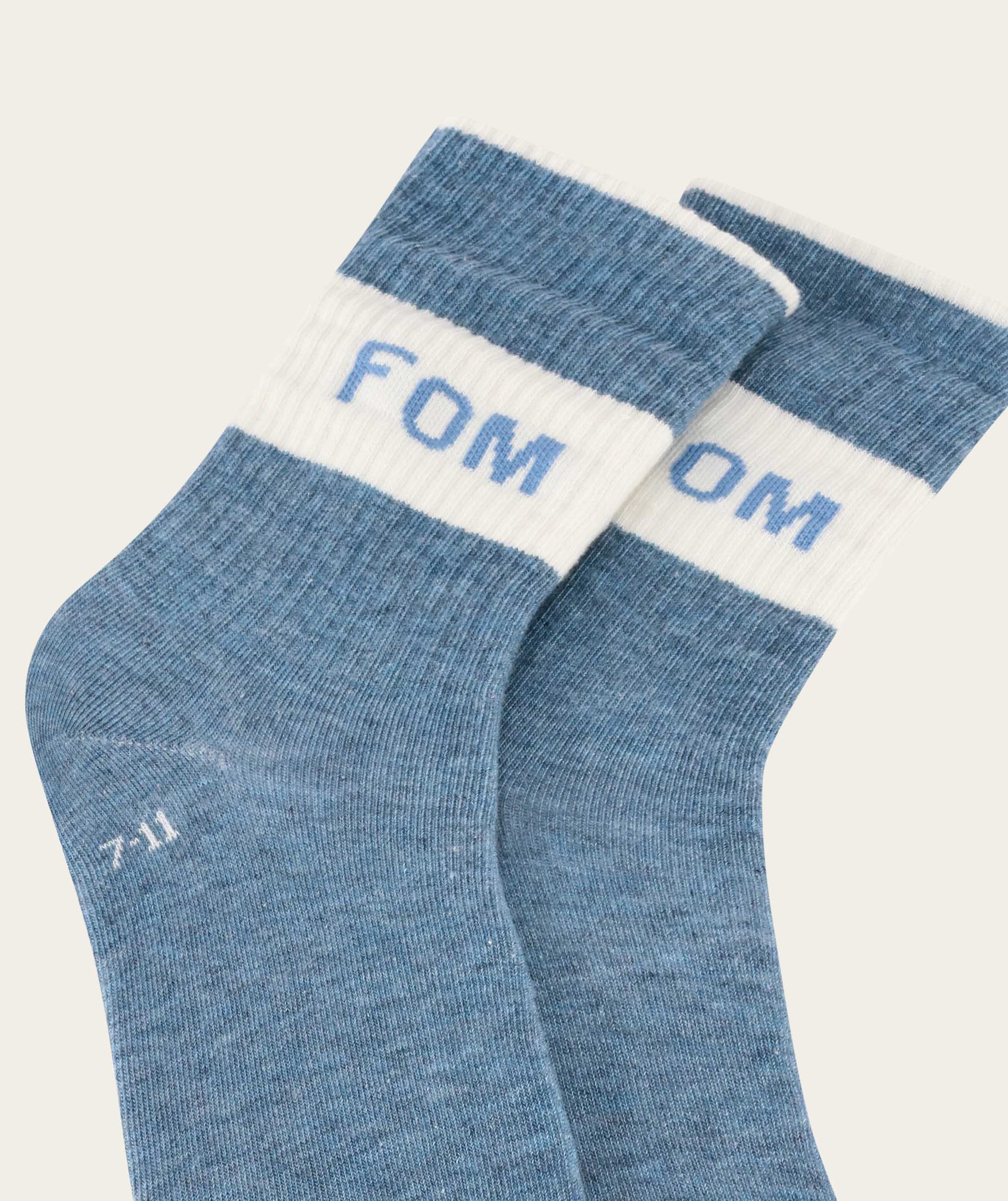 Socks FOM Crew Twin Pack - Cream & Sky Blue Stripe (Size 7-11)