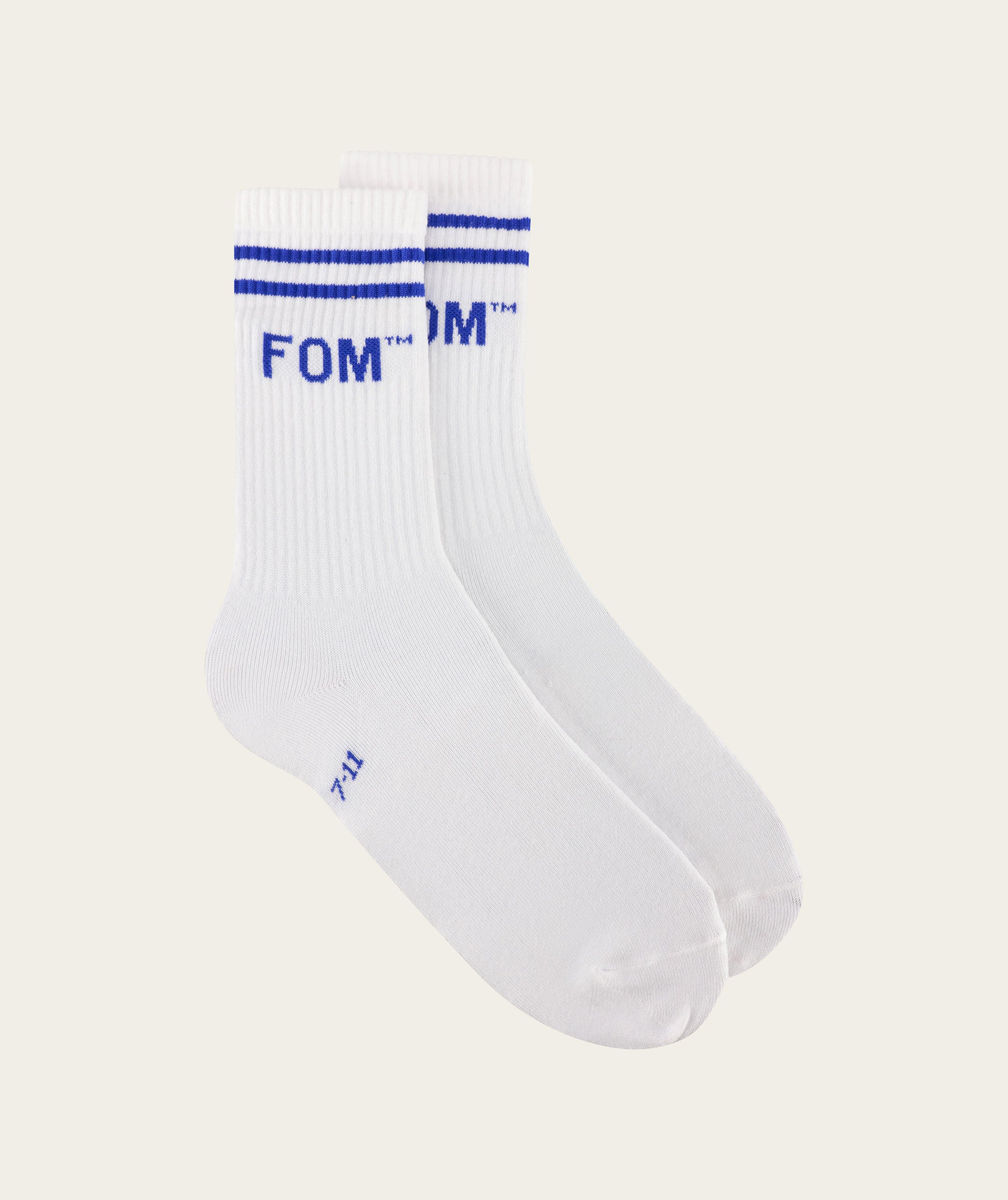 Socks FOM Crew - White/ Royal Stripe (Size 7-11)