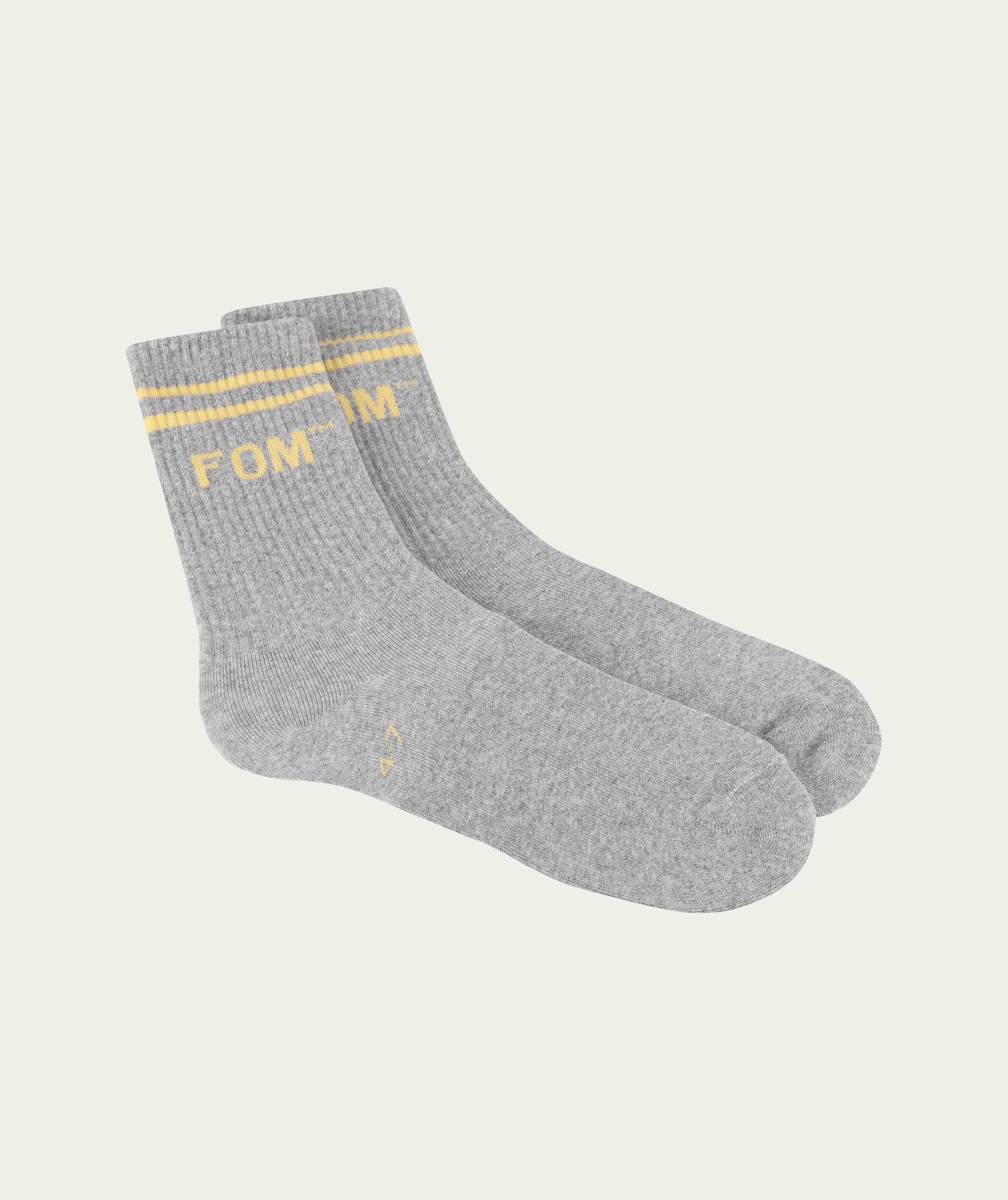 Socks FOM Crew - Grey Melange/ Yellow Stripe (Size 4-7)