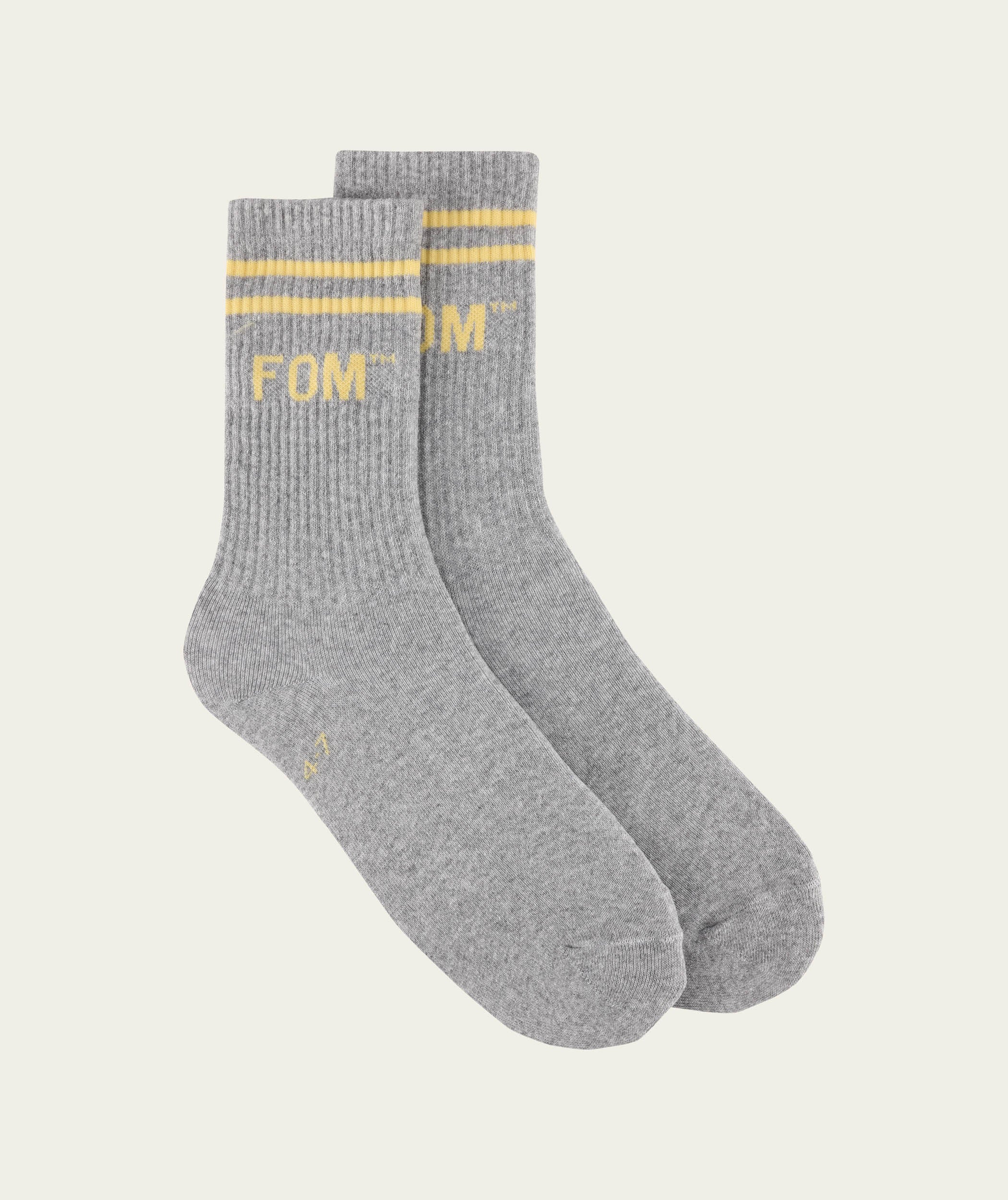 Socks FOM Crew - Grey Melange/ Yellow Stripe (Size 4-7)