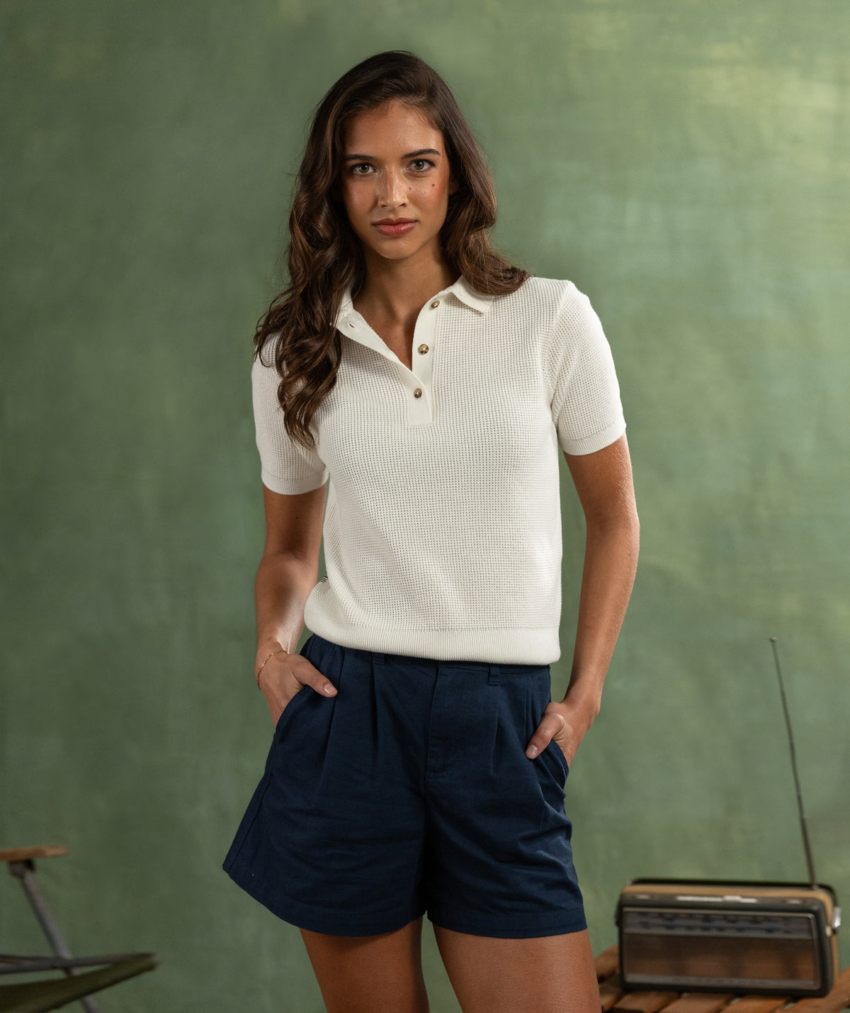 Ladies Knit Golfer - Ivory
