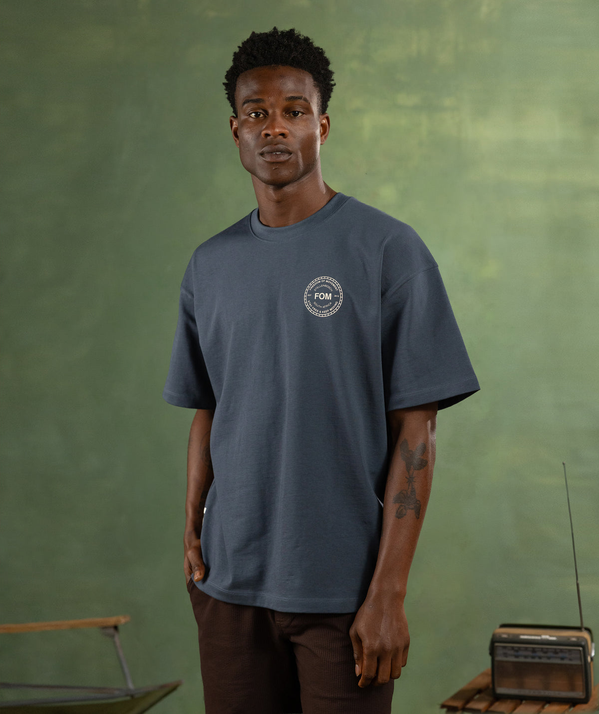 Mens Relaxed Heritage Graphic Tee - Midnight Blue