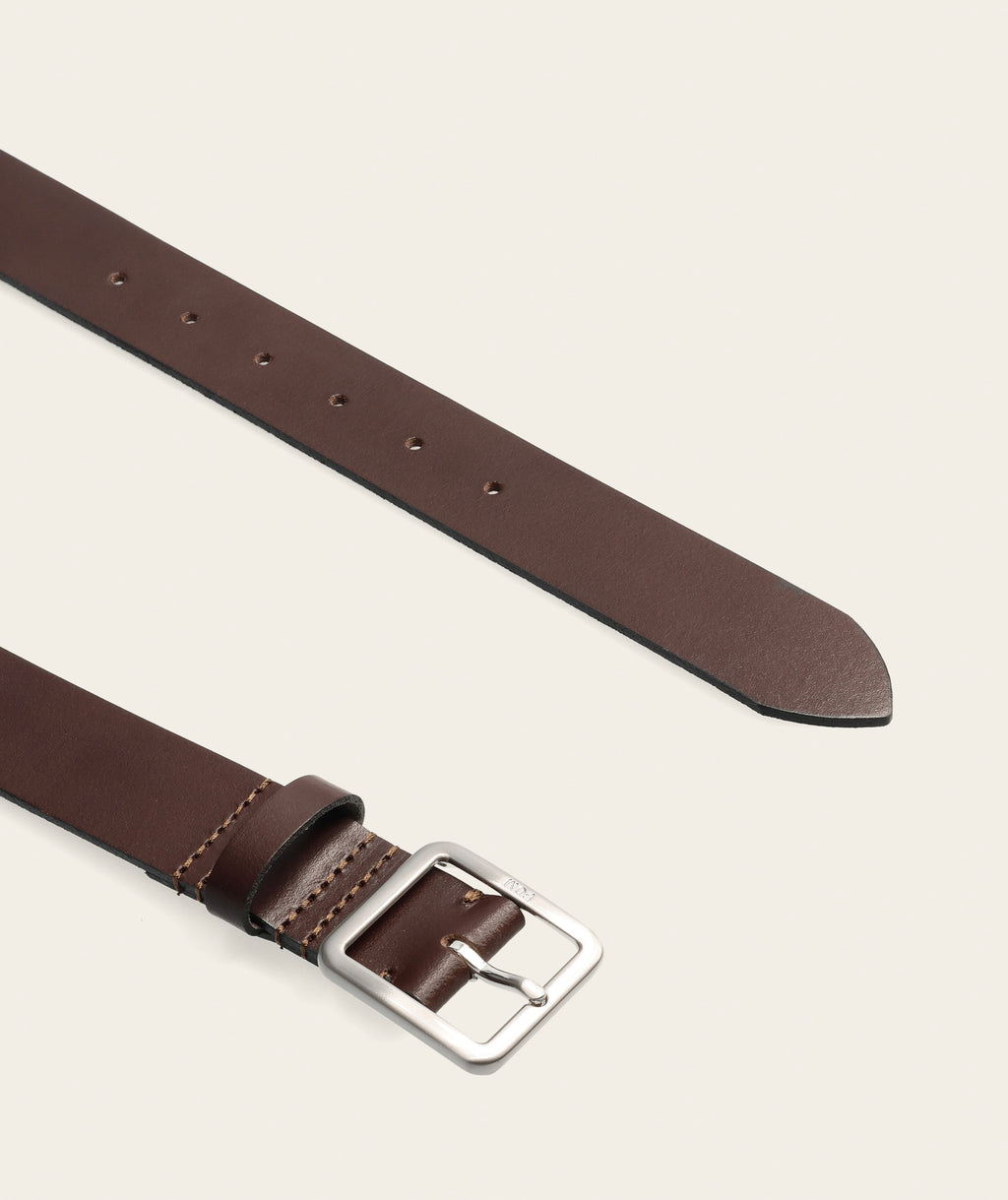 Belt Choc Brown Brushed Silver Buckle