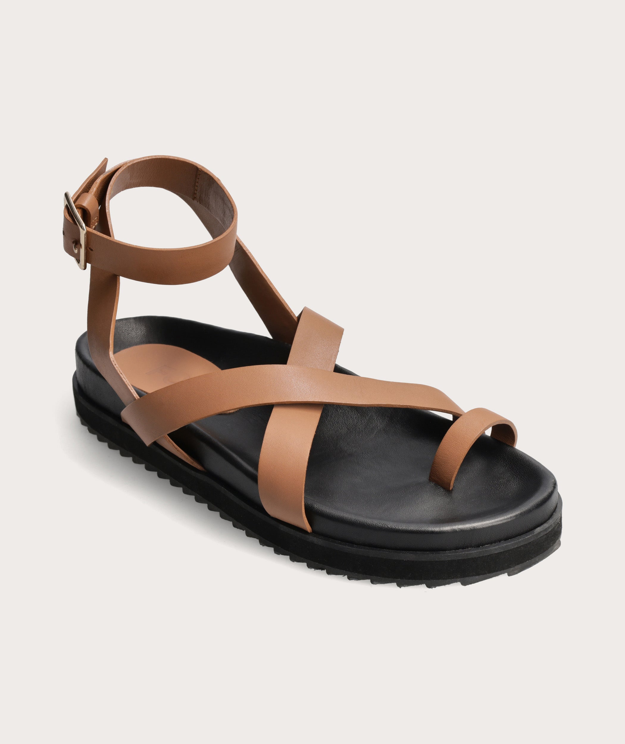 Damen Riemchensandalen mit Plateausohle - Hellbraun