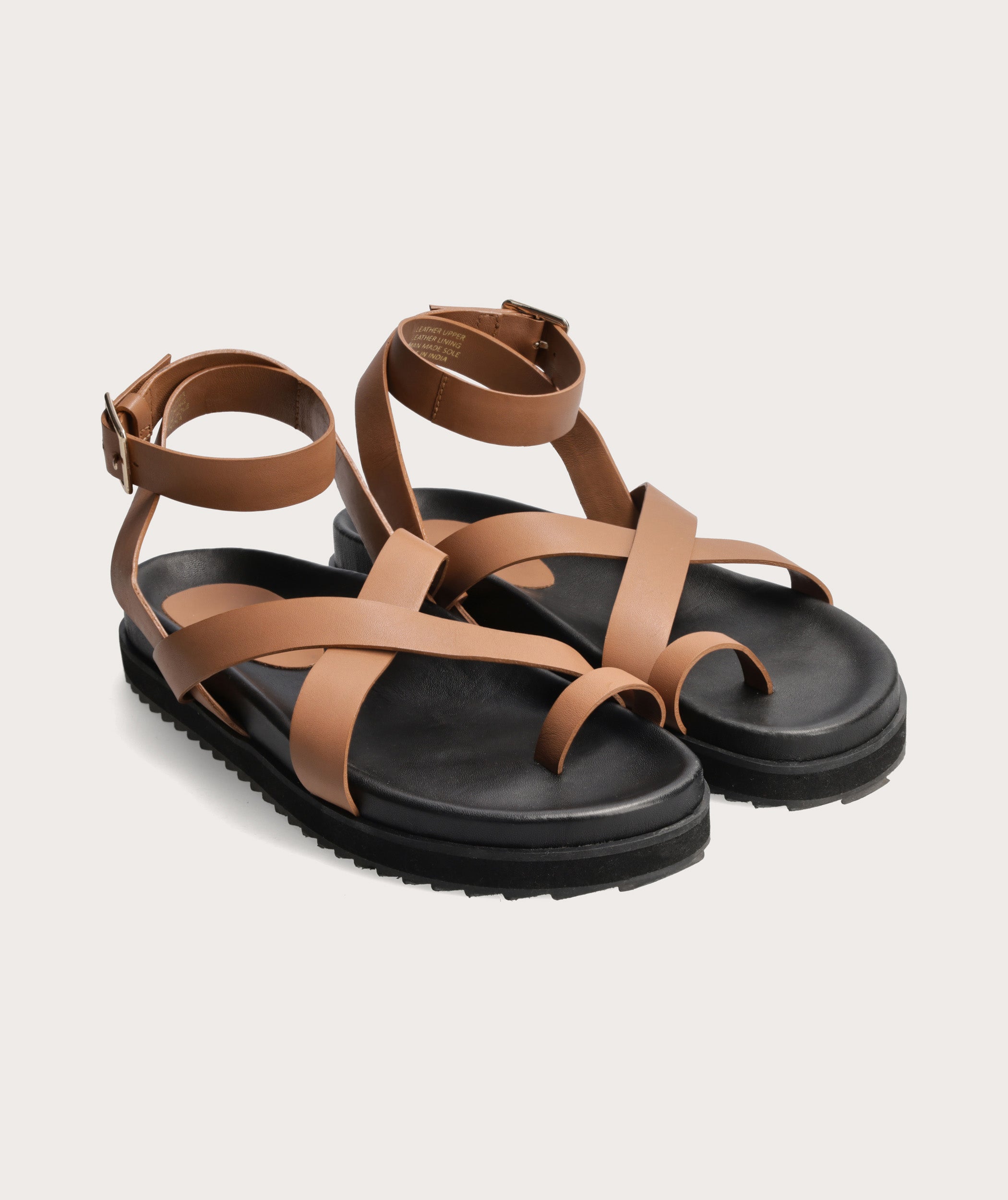 Damen Riemchensandalen mit Plateausohle - Hellbraun