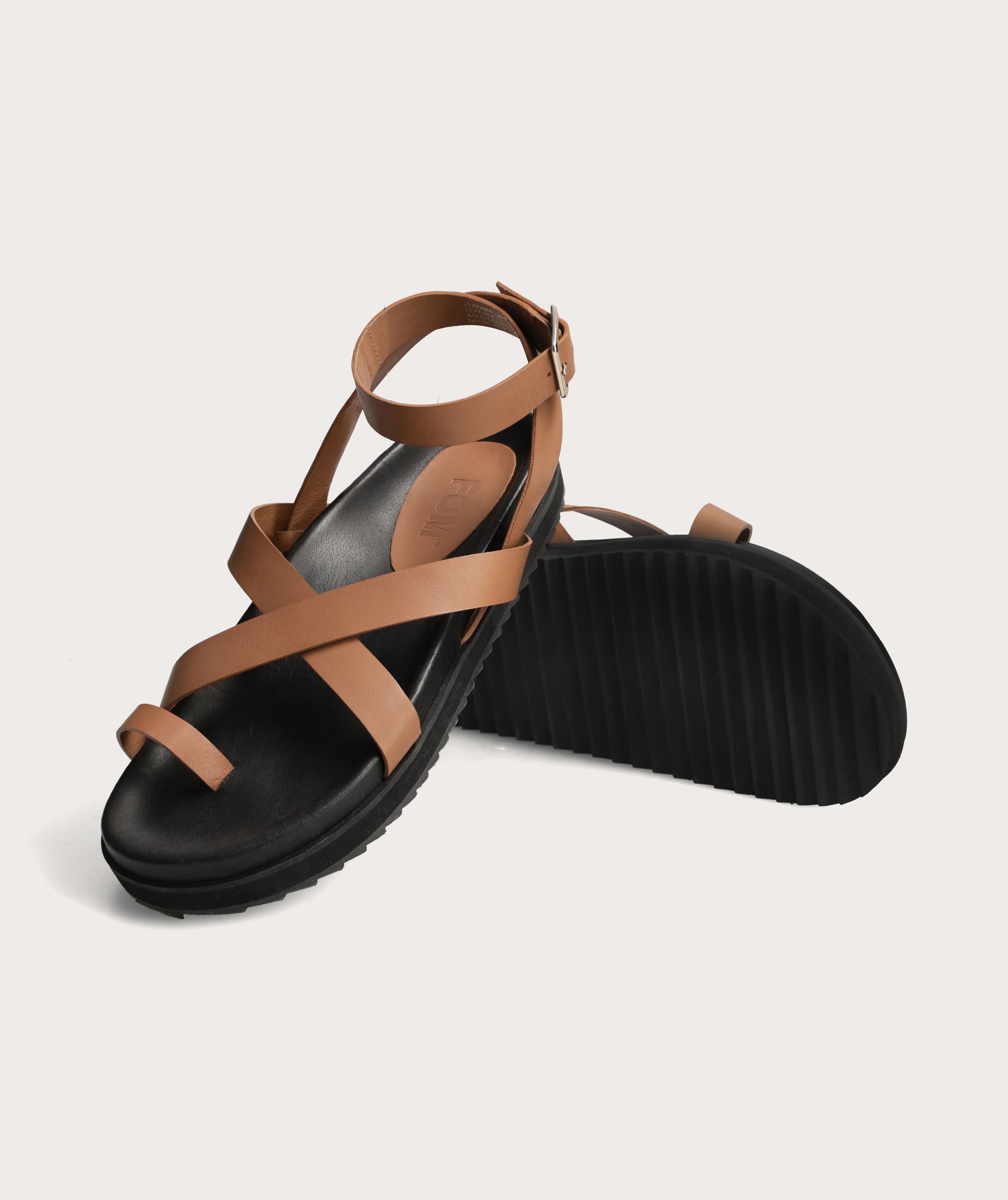 Damen Riemchensandalen mit Plateausohle - Hellbraun