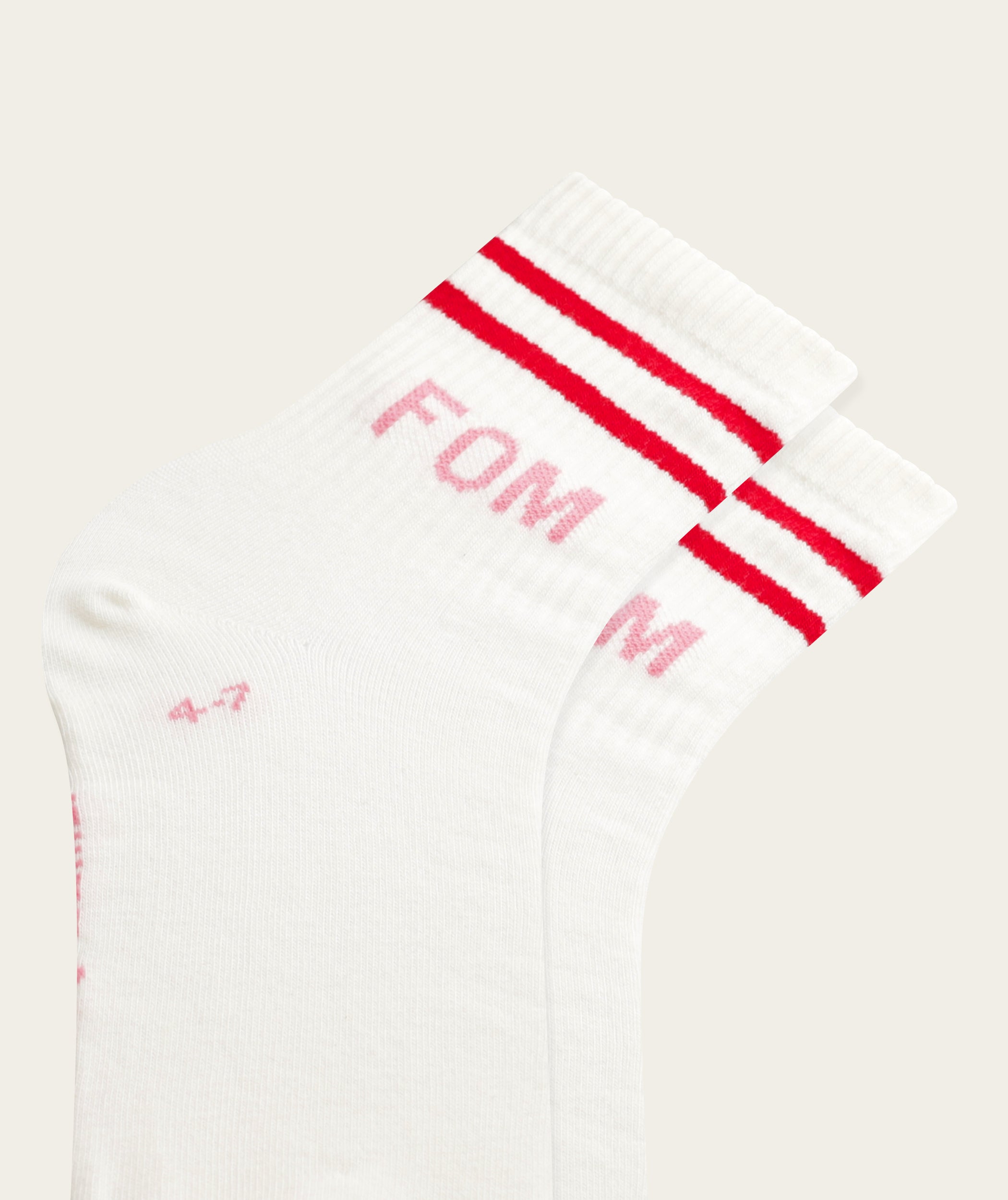 Socks Active - Off-White/ Pink & Red FOM Stripes (Size 4-7)