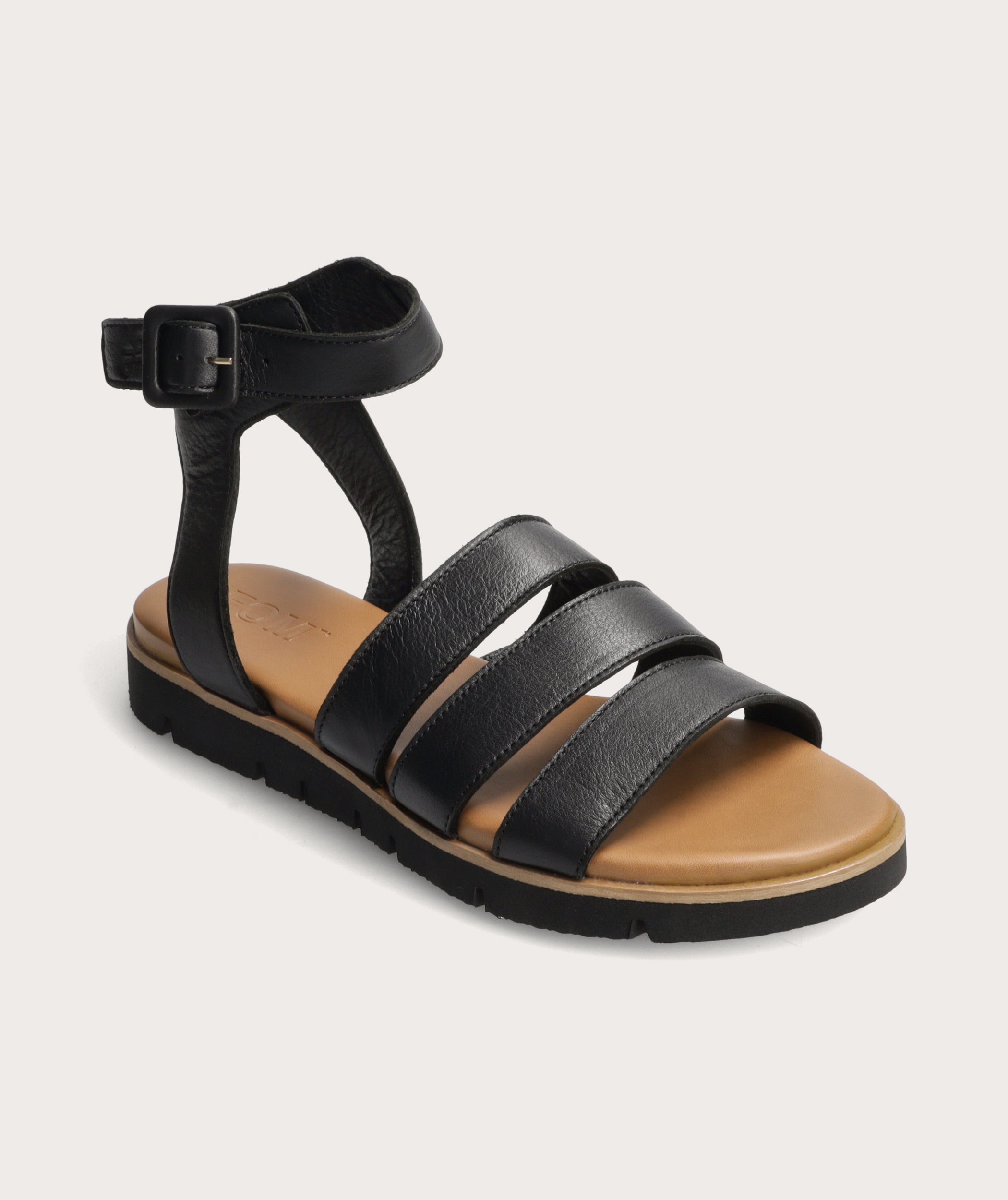 Ladies Triple Strap Sandal - Black