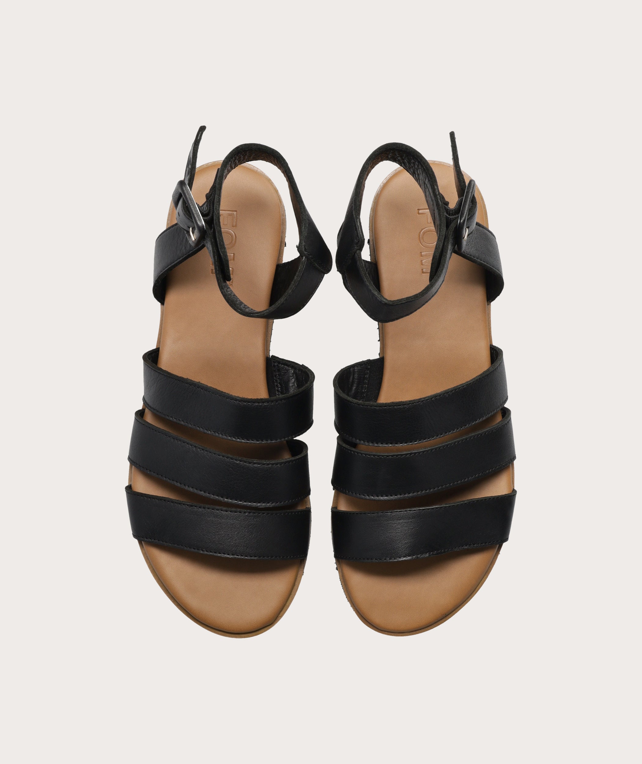 Ladies Triple Strap Sandal - Black