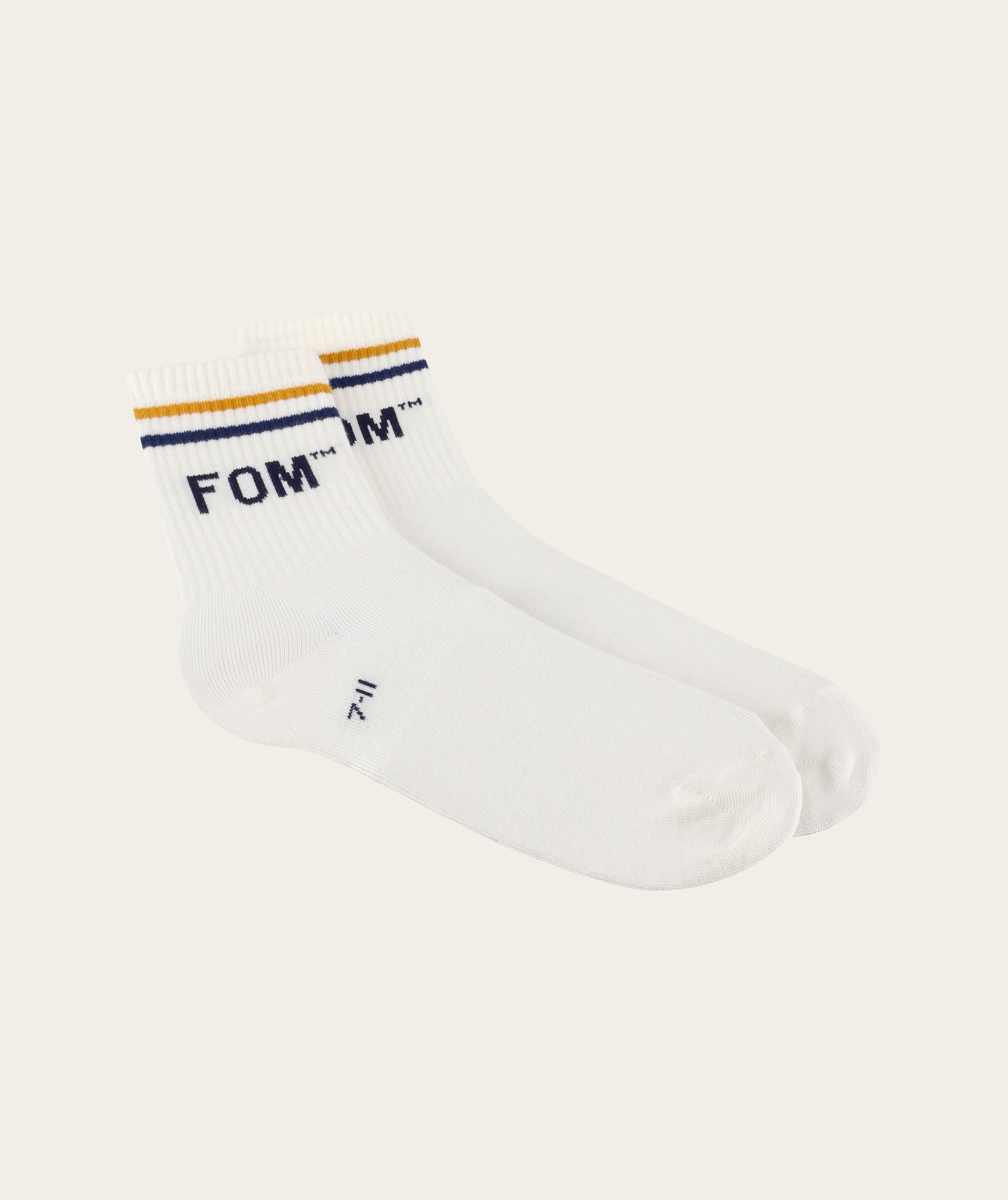 Socks FOM Active - Cream/ Gold & Navy Stripe (Size 7-11)