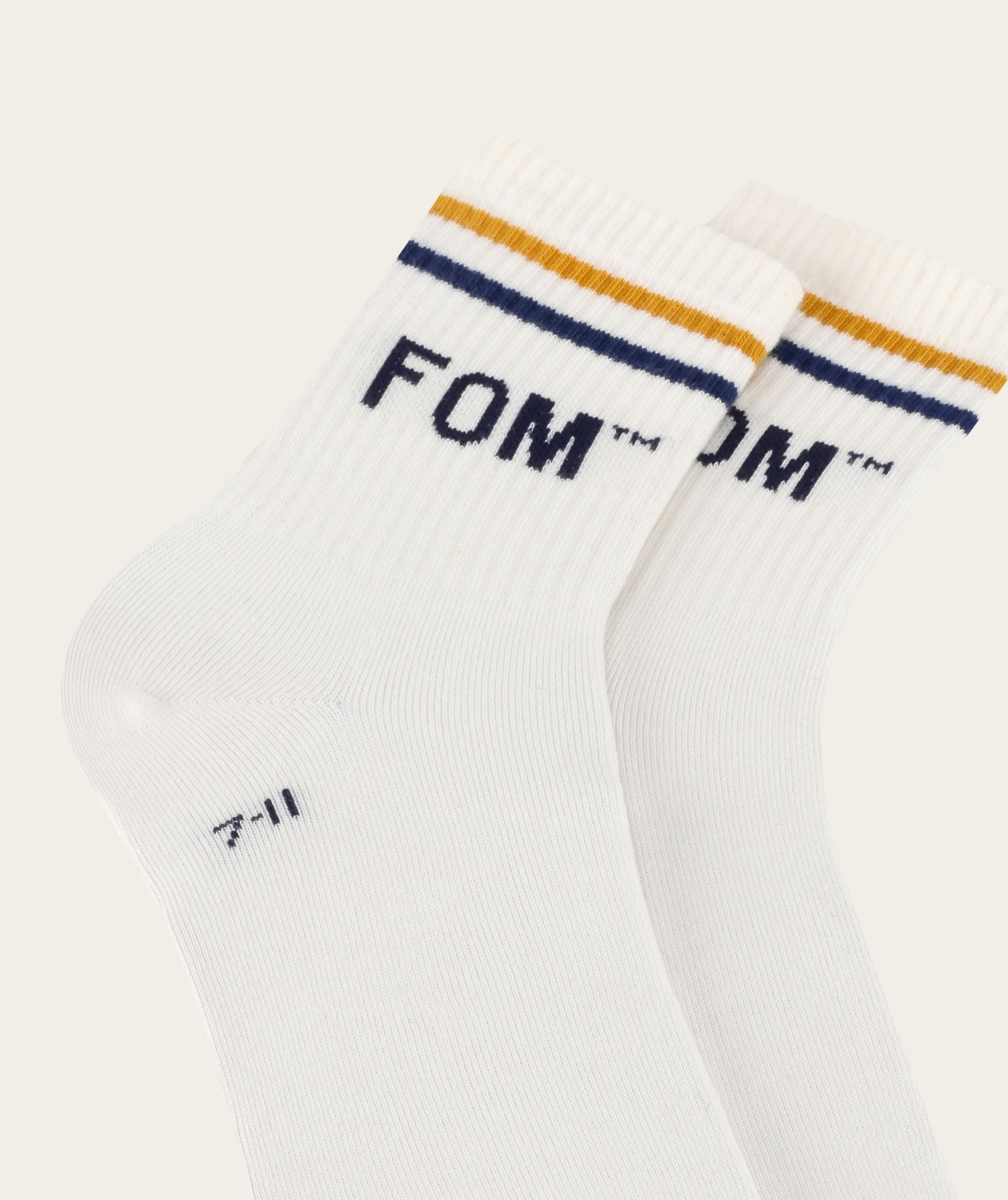 Socks FOM Active - Cream/ Gold & Navy Stripe (Size 7-11)