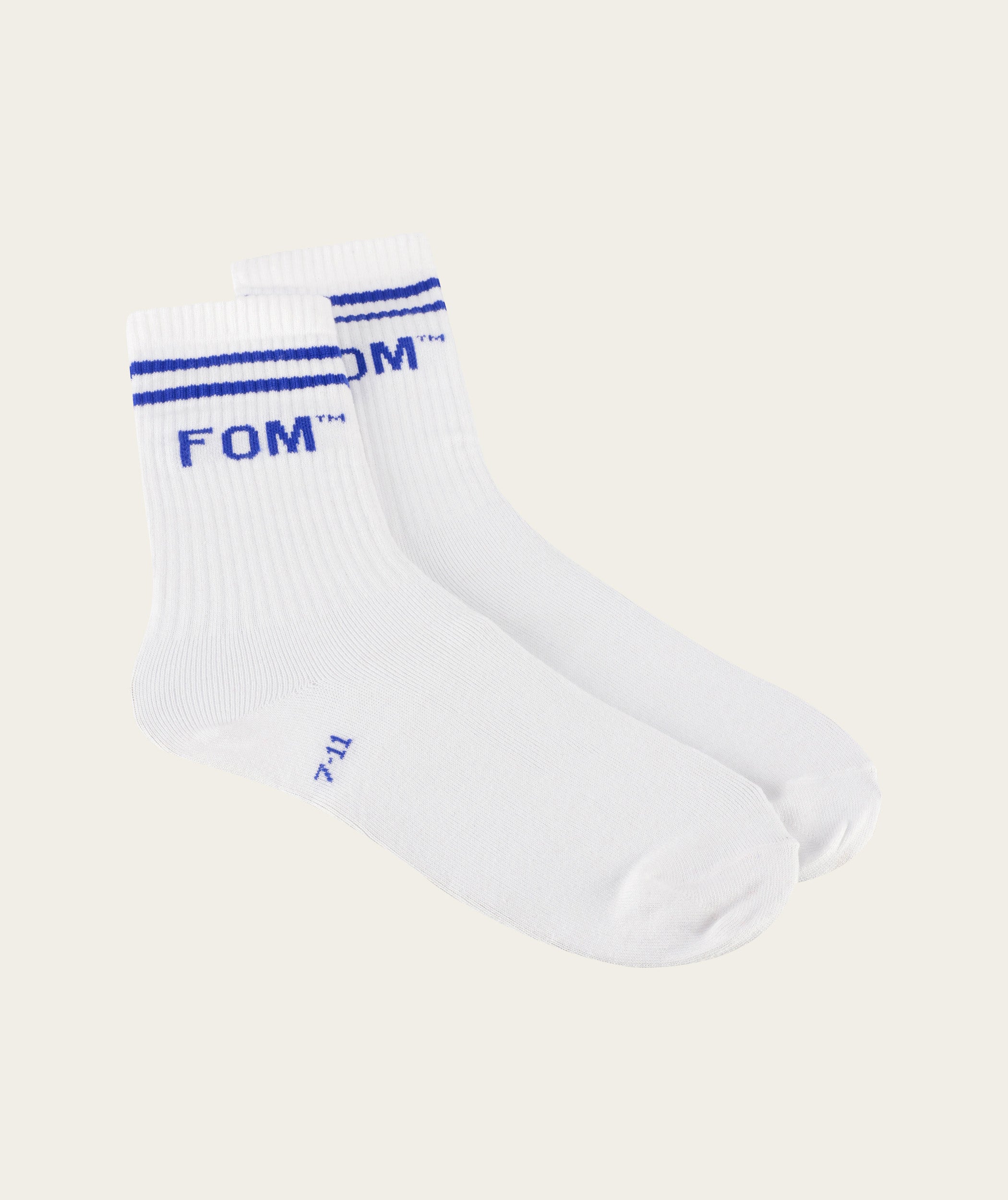 Socks FOM Crew - White/ Royal Stripe (Size 7-11)