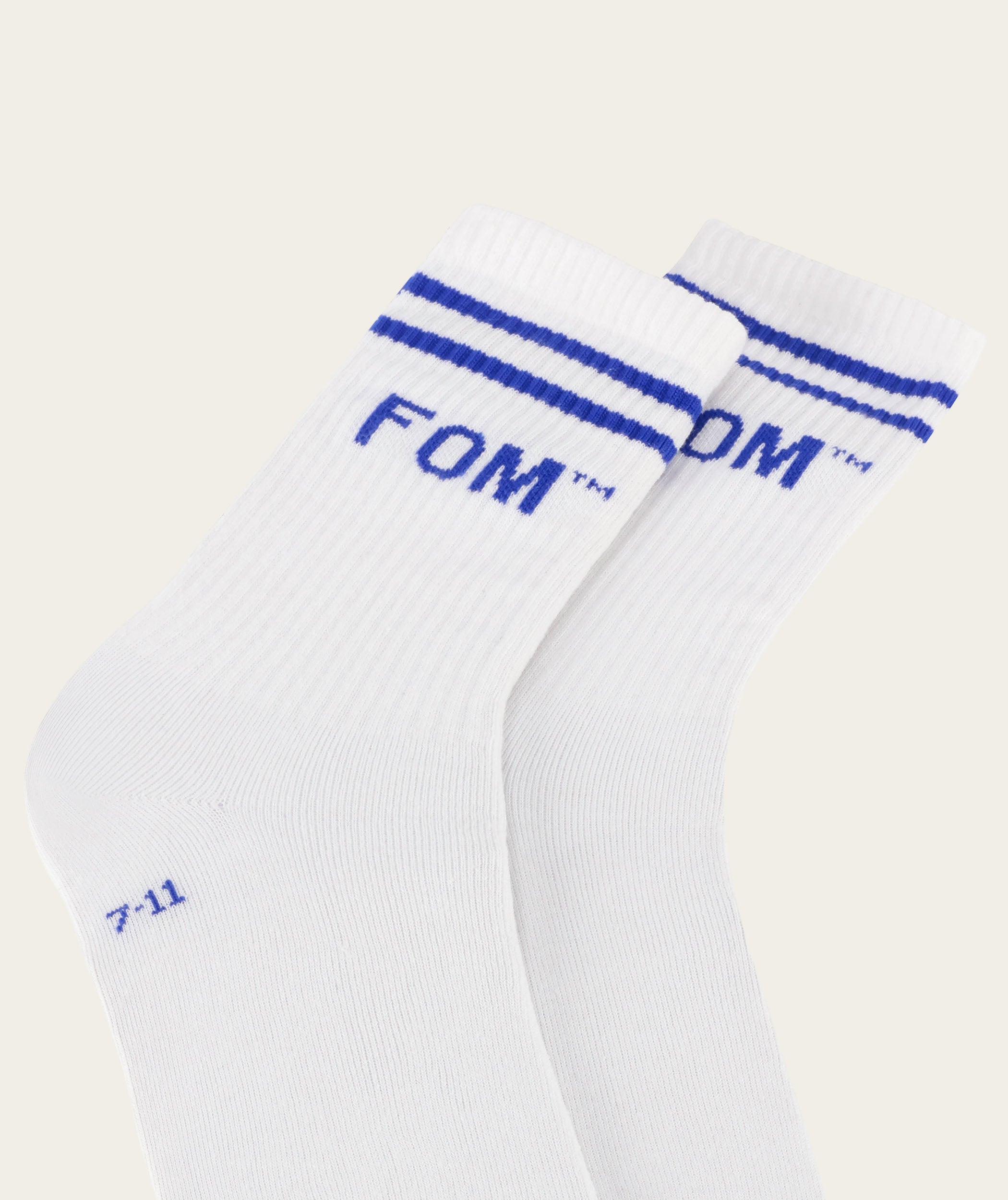 Socks FOM Crew - White/ Royal Stripe (Size 7-11)