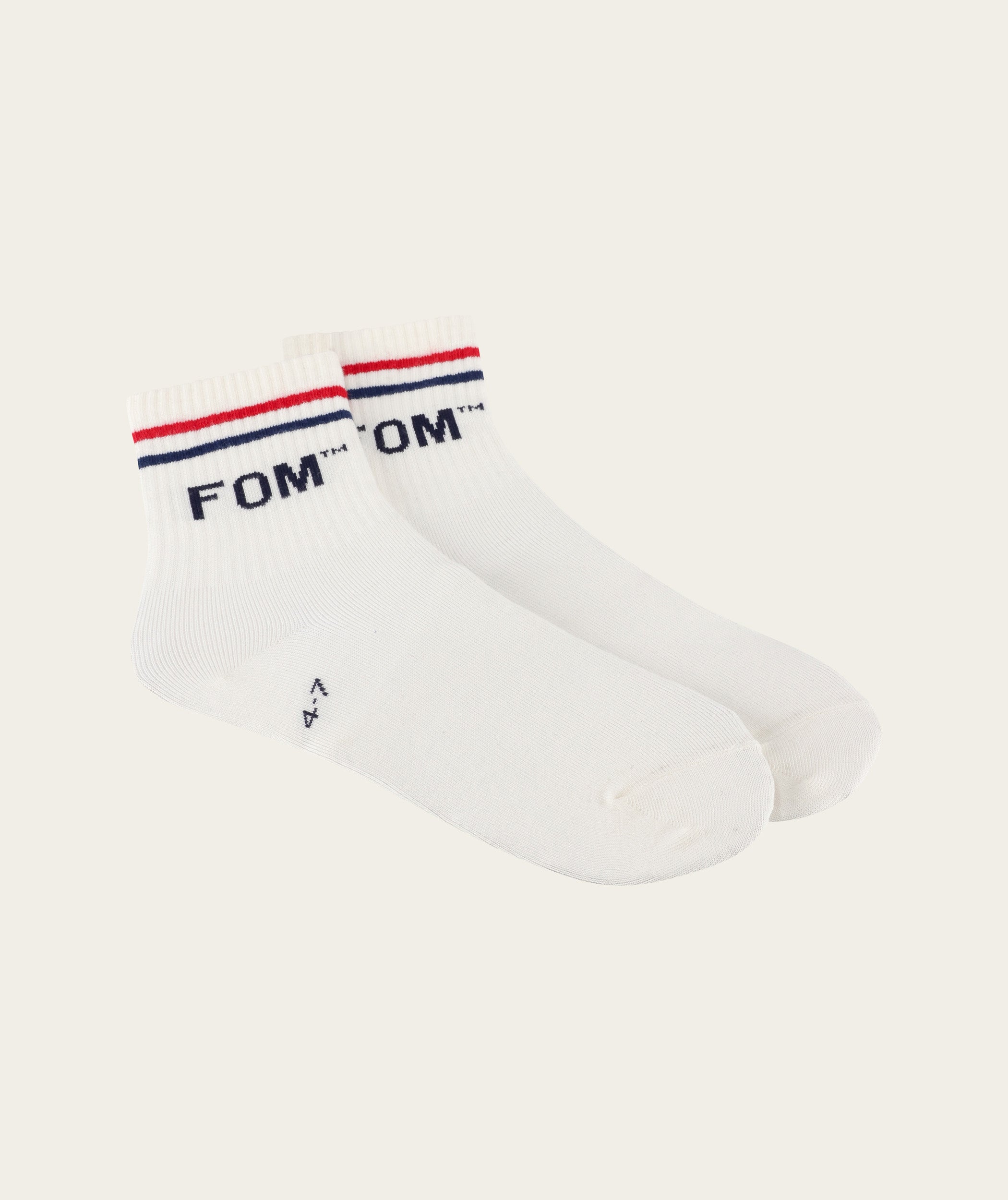 Socks FOM Active - Cream/ Red & Navy Stripe (Size 4-7)