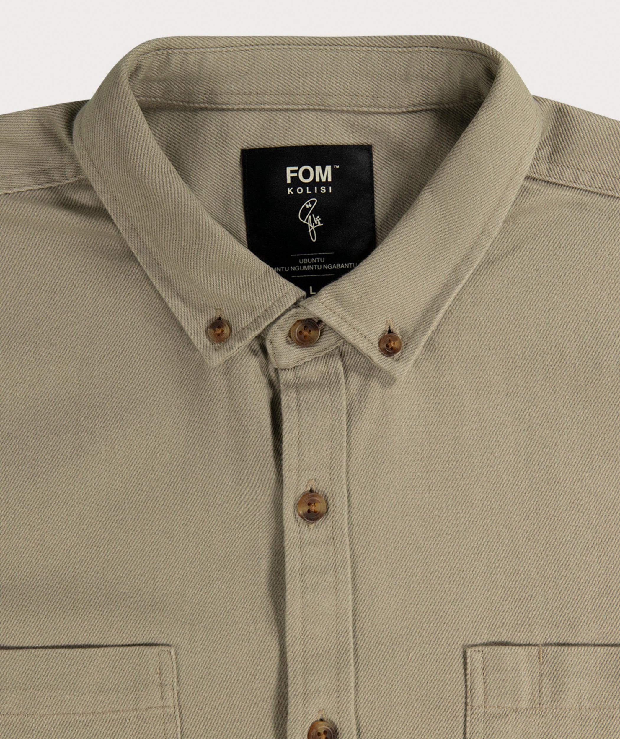 FOM x Kolisi Heren Twill Lange Mouw Shirt - Grijs