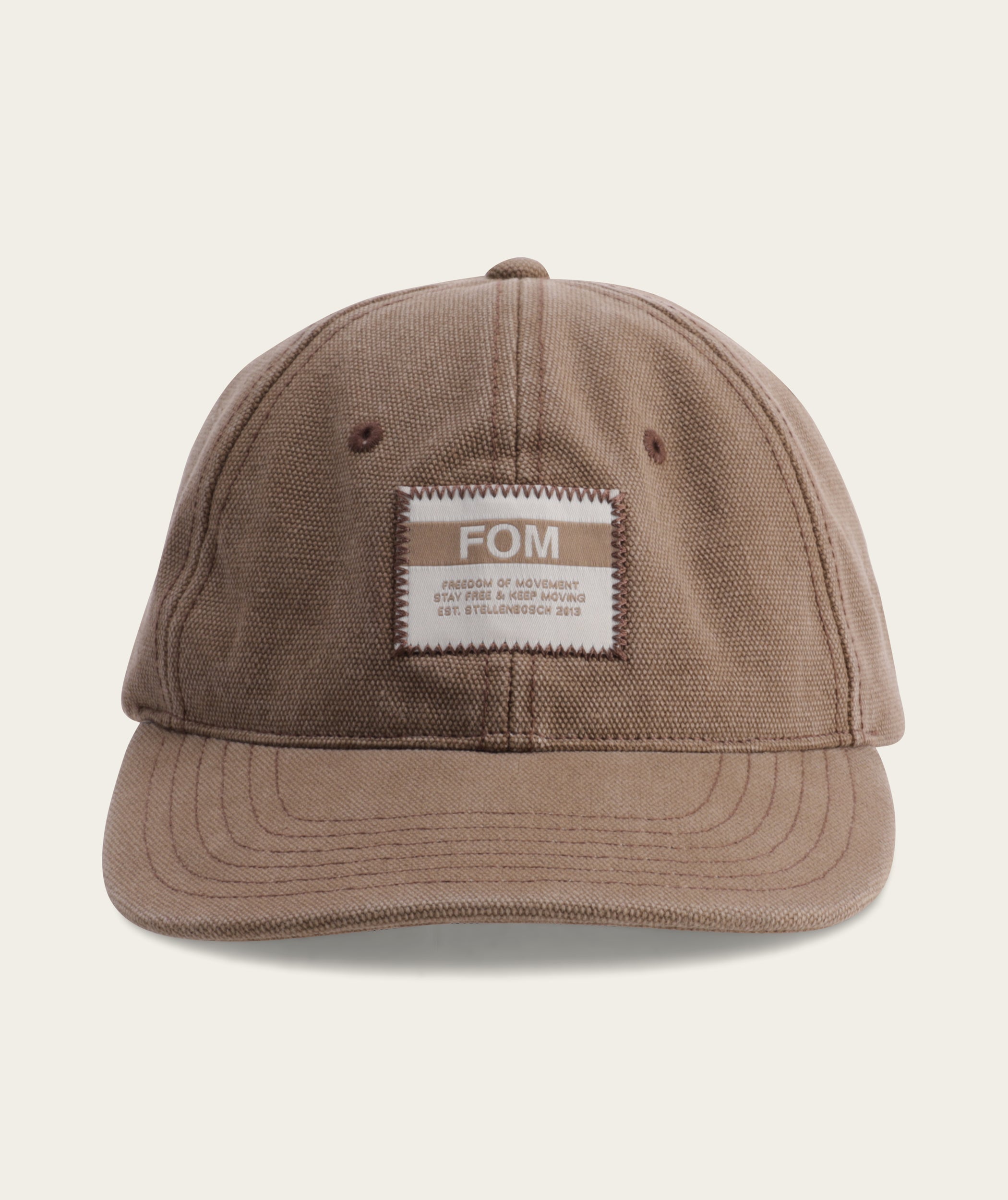 6 Panel Cotton Canvas Cap - Washed Mocha