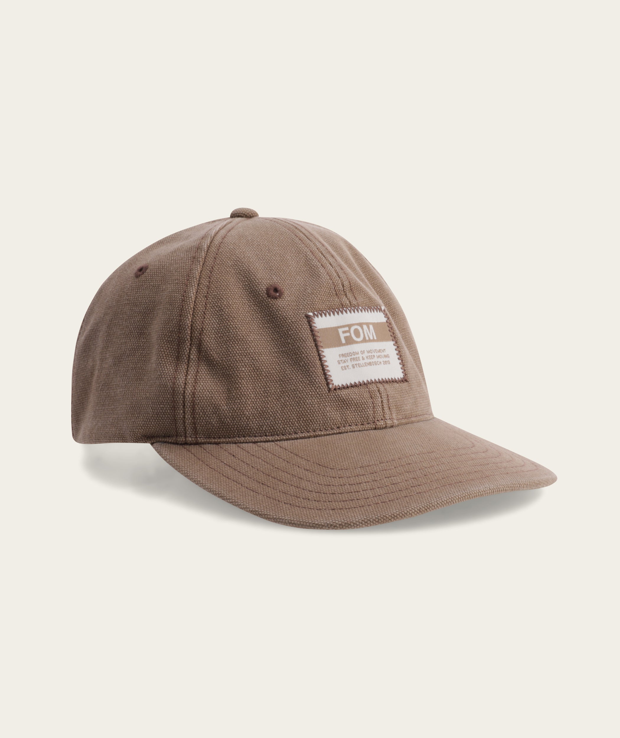 6 Panel Cotton Canvas Cap - Washed Mocha