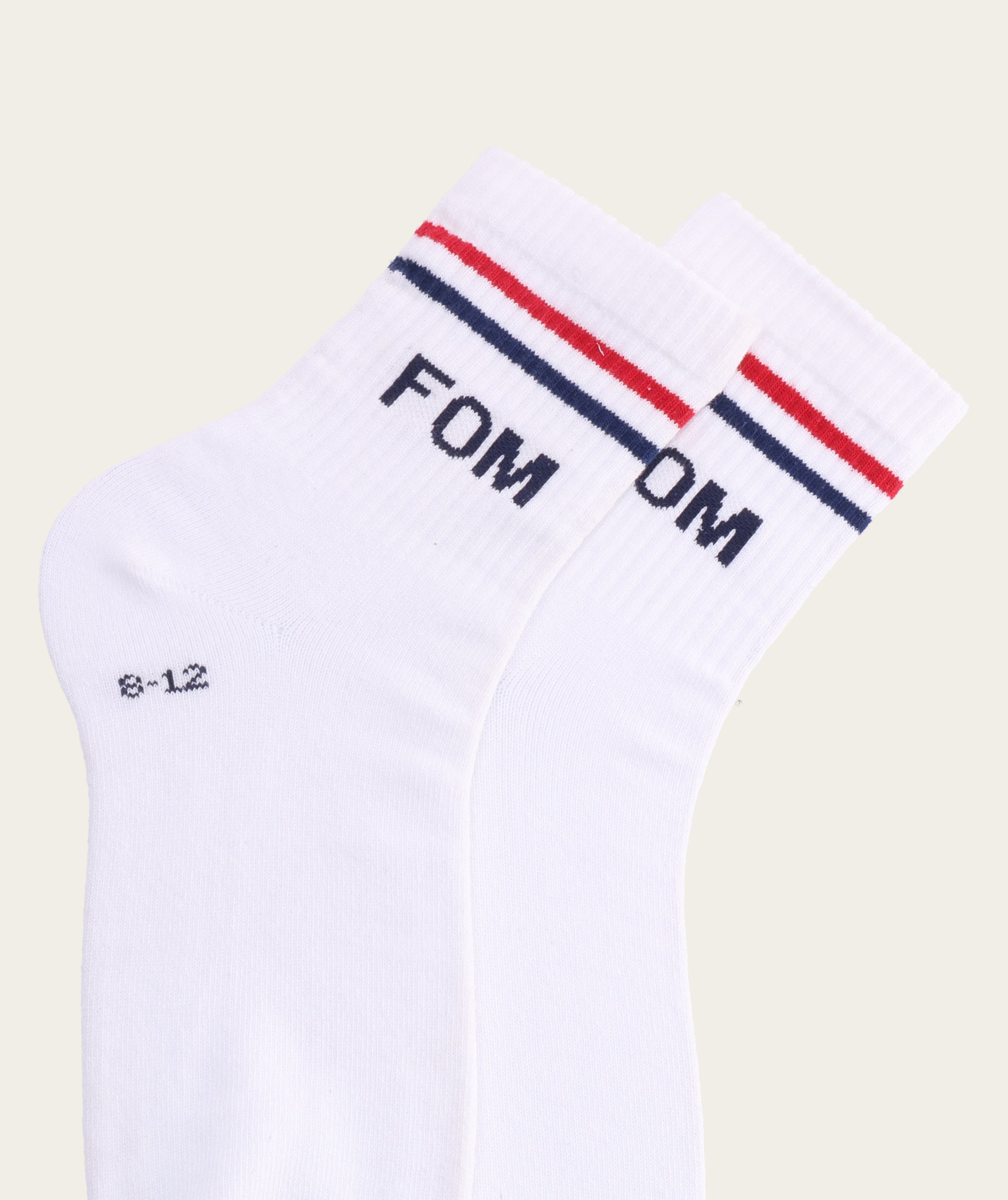 Socks Active - White/ Navy & Red FOM Stripes (Size 8-12)