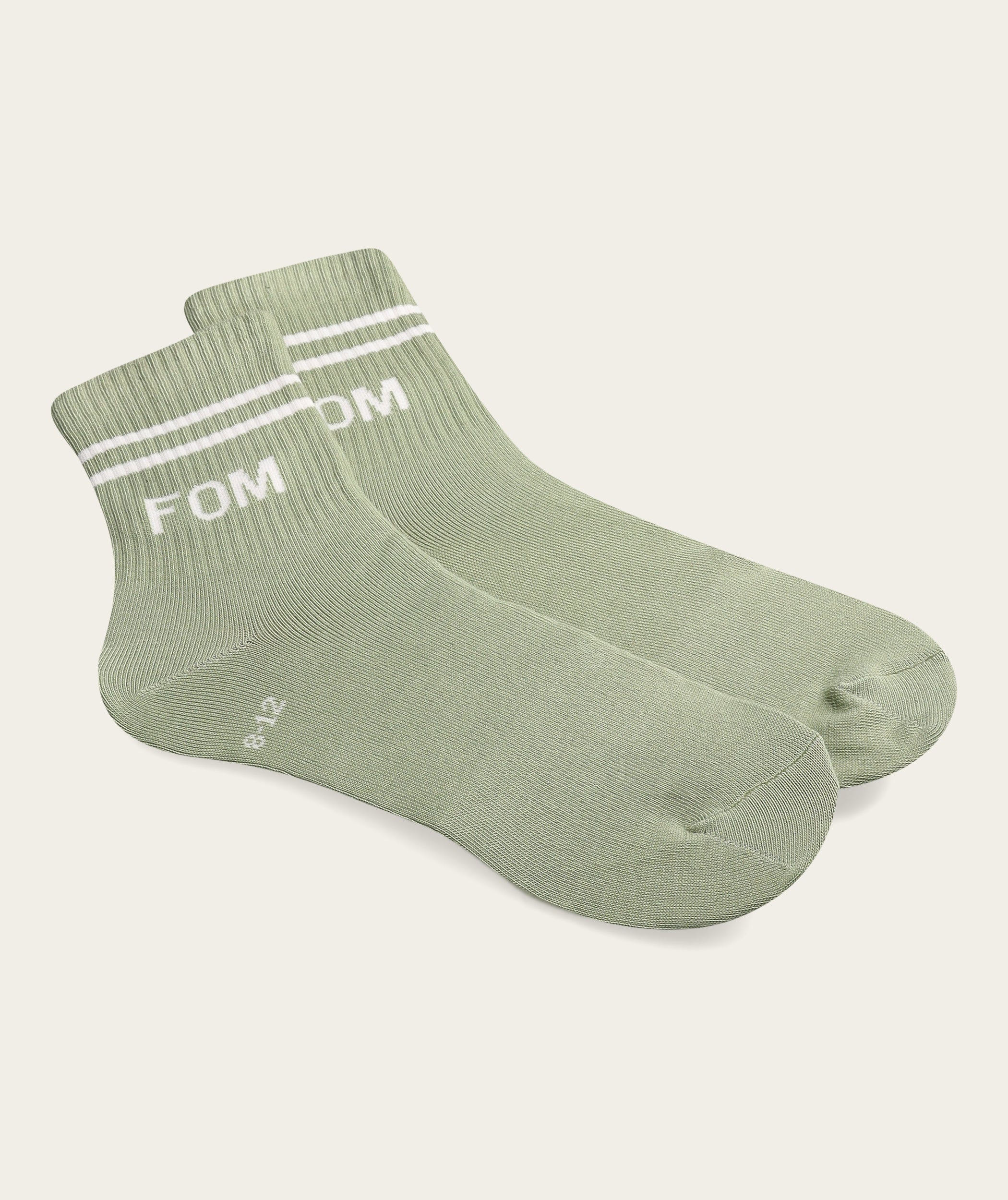 Socks Active - Avocado/ Cream Stripes (Size 8-12)