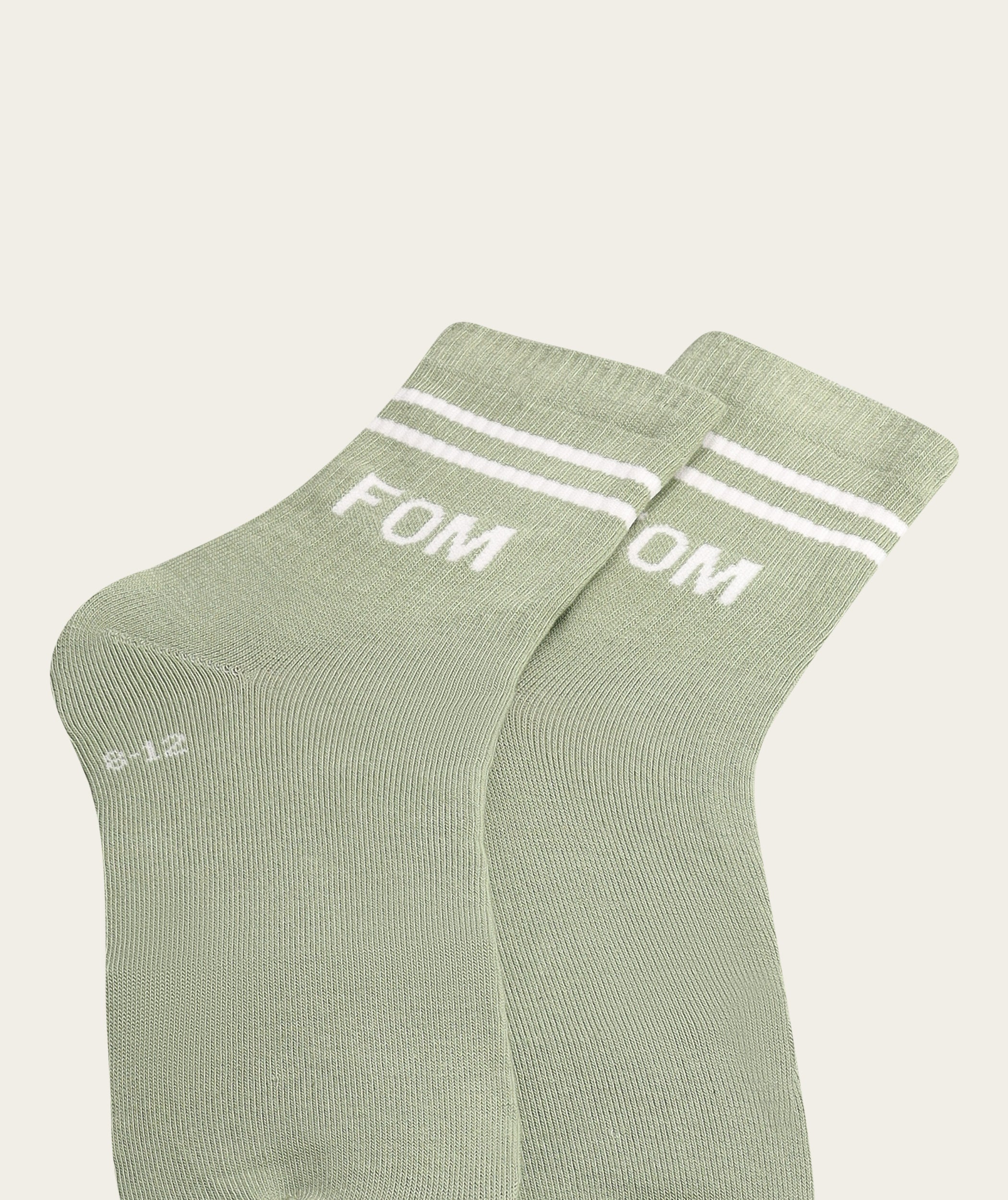 Socks Active - Avocado/ Cream Stripes (Size 8-12)