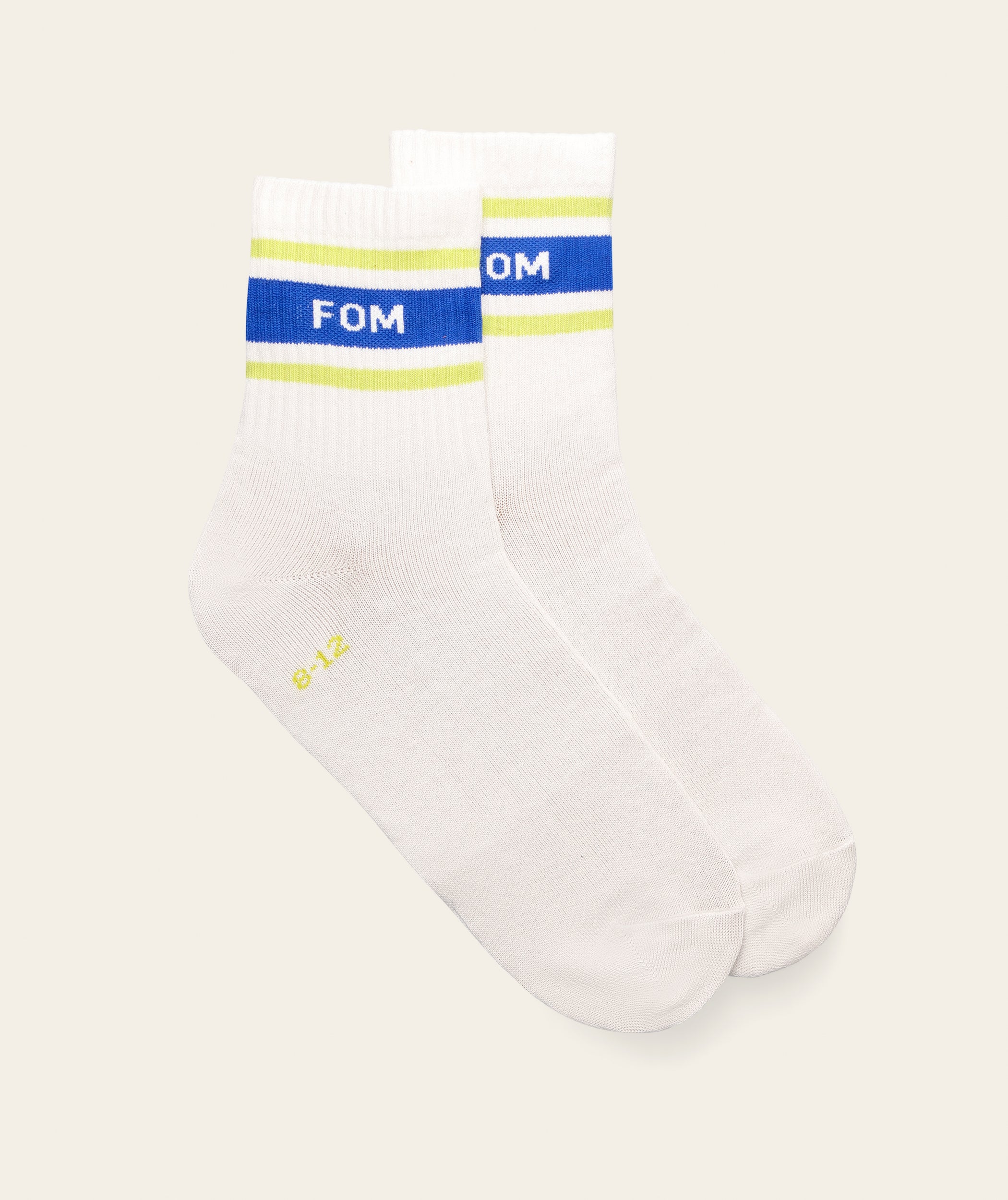 Socks Active - White / Blue & Lime stripes (size 4-7)