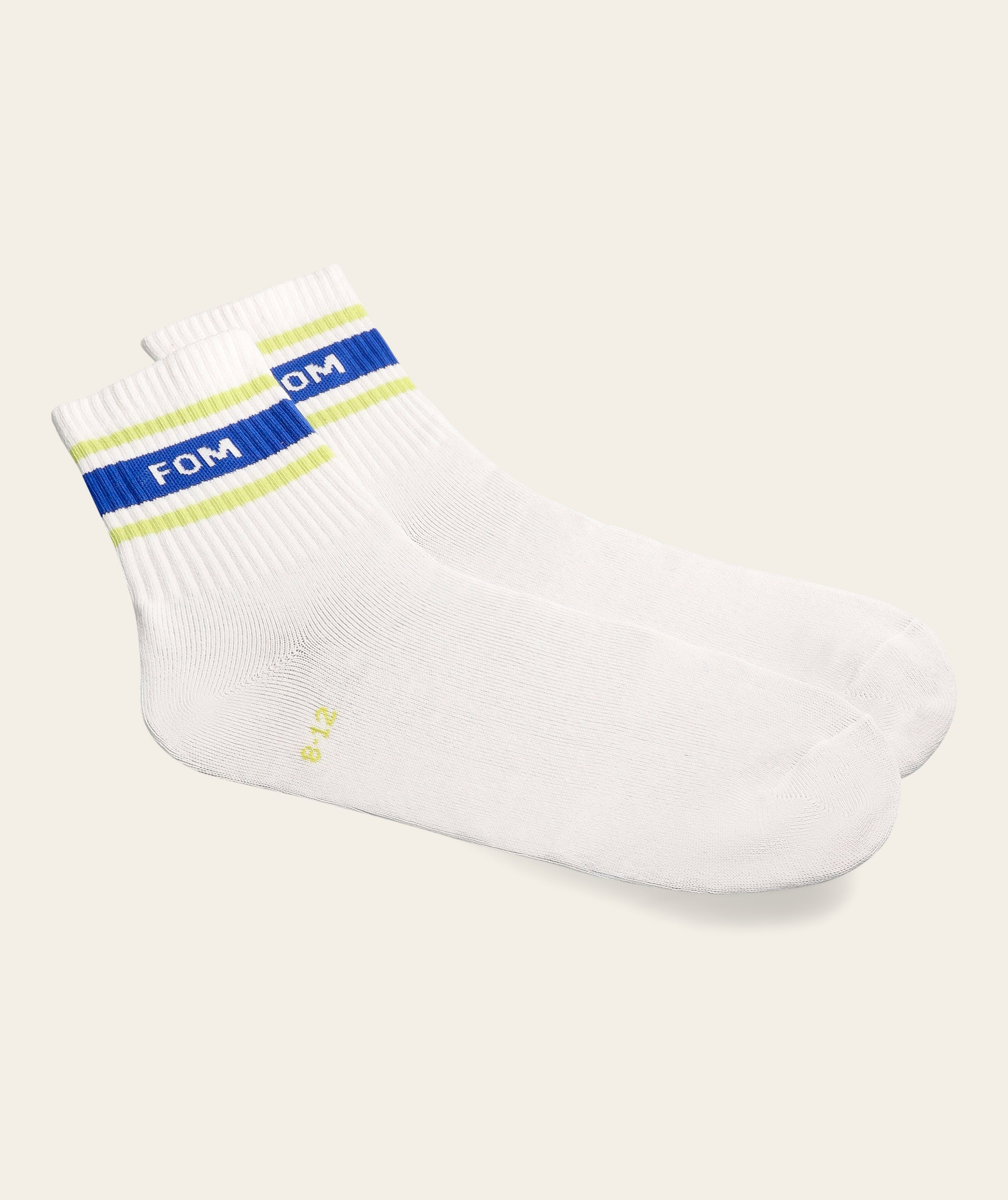 Socks Active - White / Blue & Lime stripes (size 4-7)