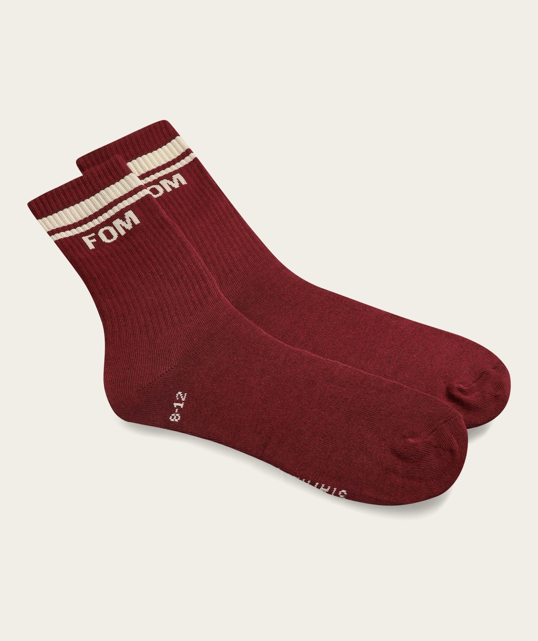 Socks Crew - Burgundy/ White Stripes (Size 8-12)