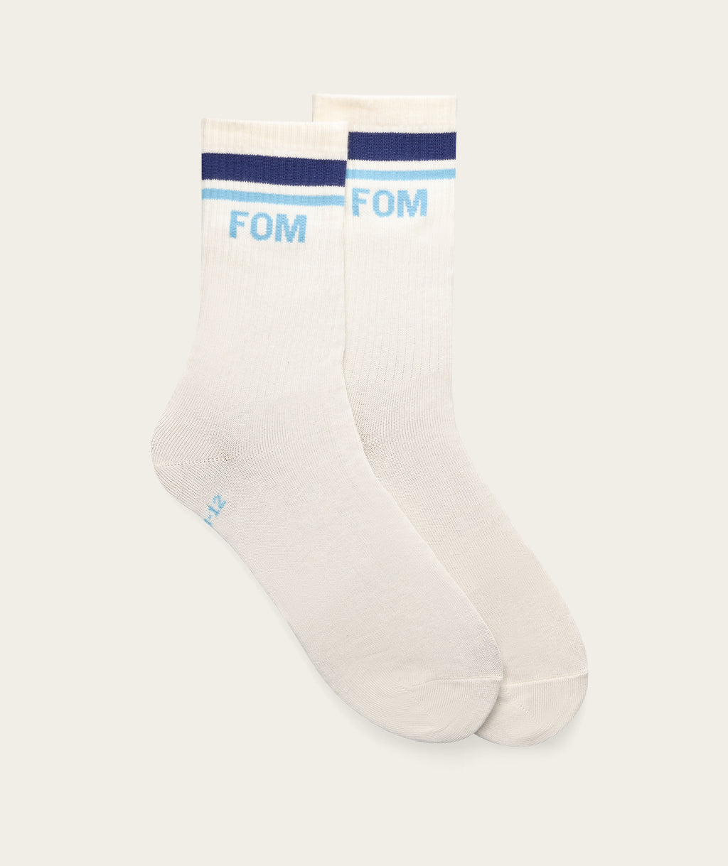 Socks Crew Off White Ice Blue Stripes