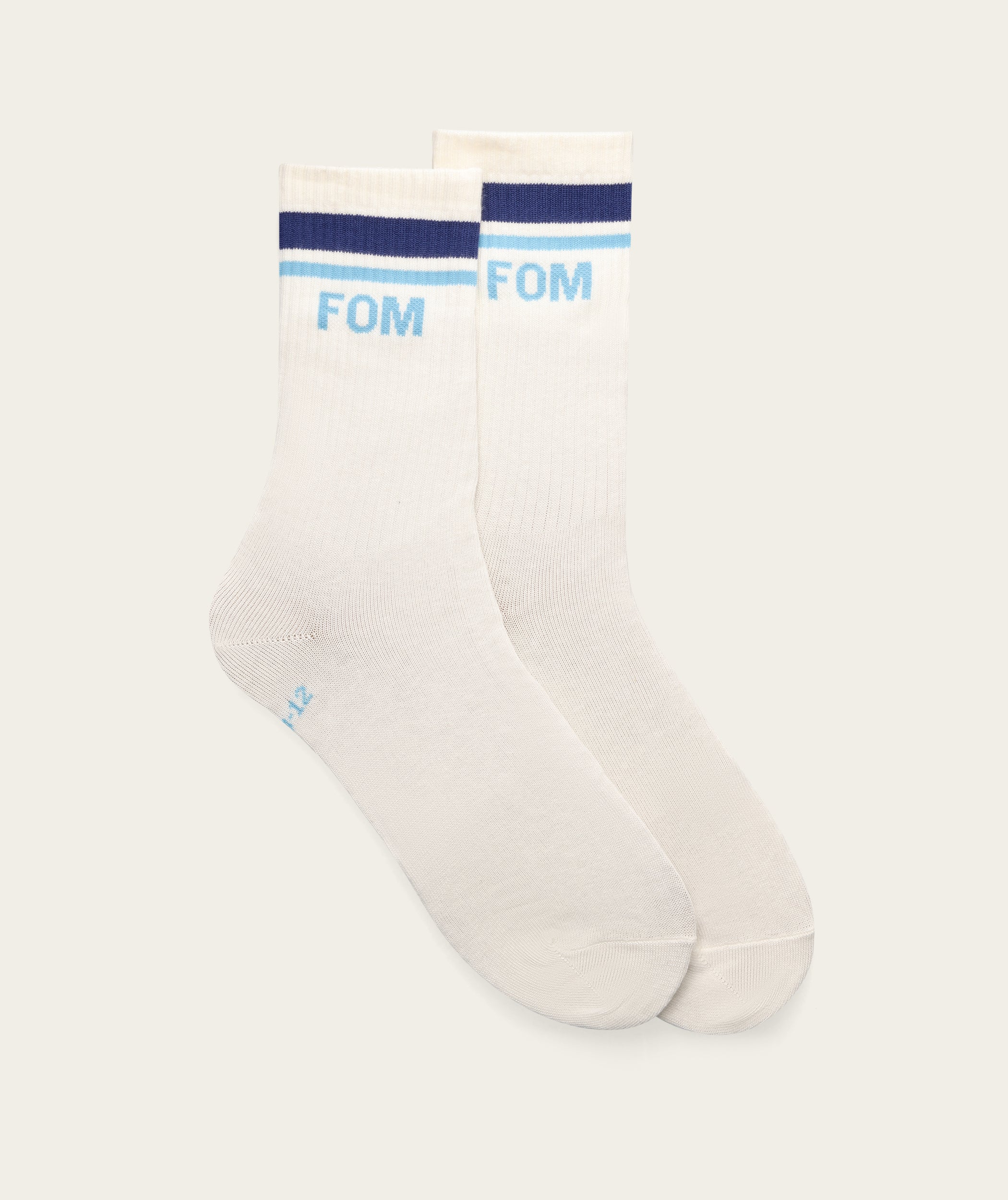 Socks Crew - Off-White/ Ice Blue Stripes (Size 8-12)