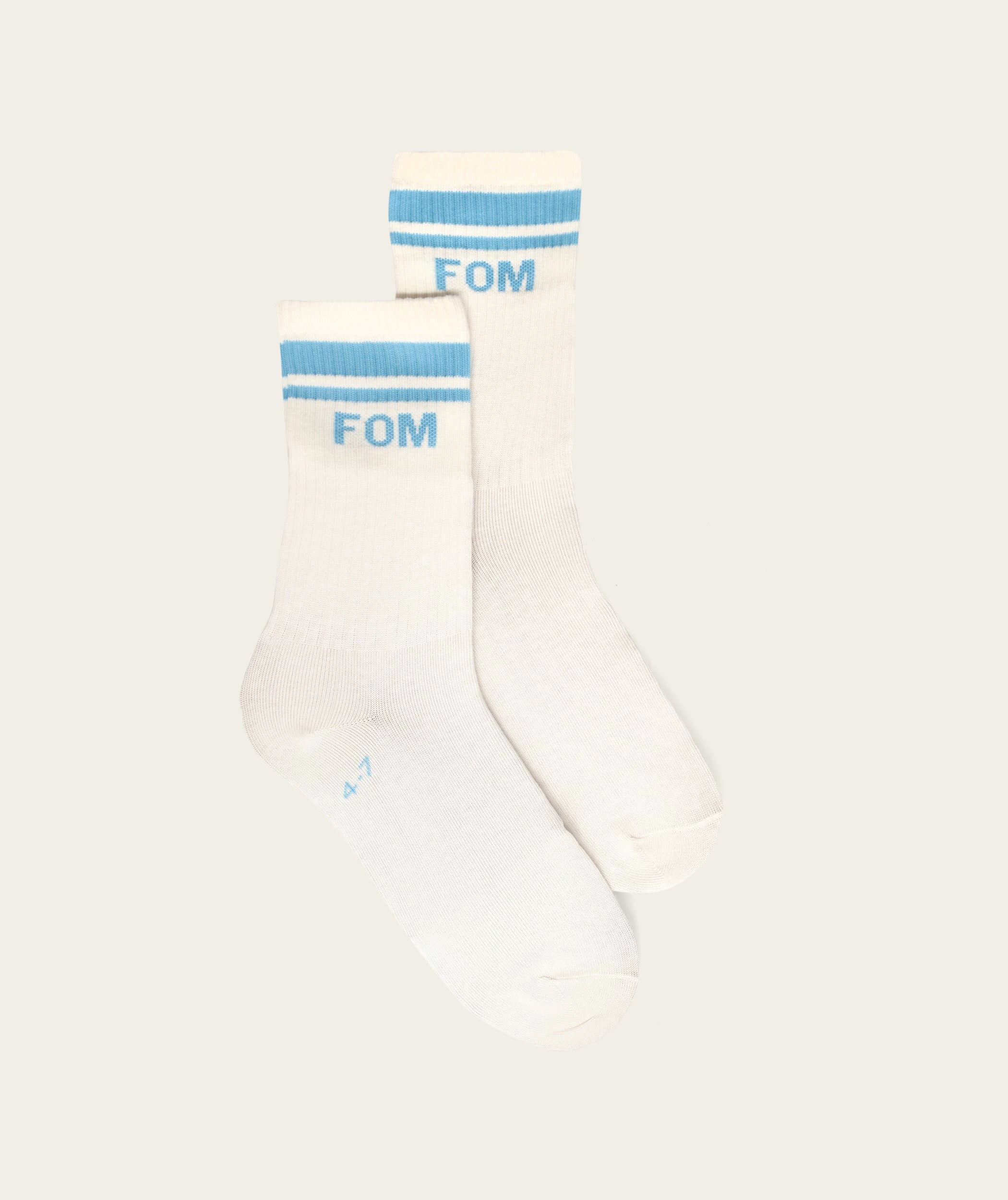 Socks Crew Twin Pack - Sky Gray & Off-White Stripes (Size 4-7)