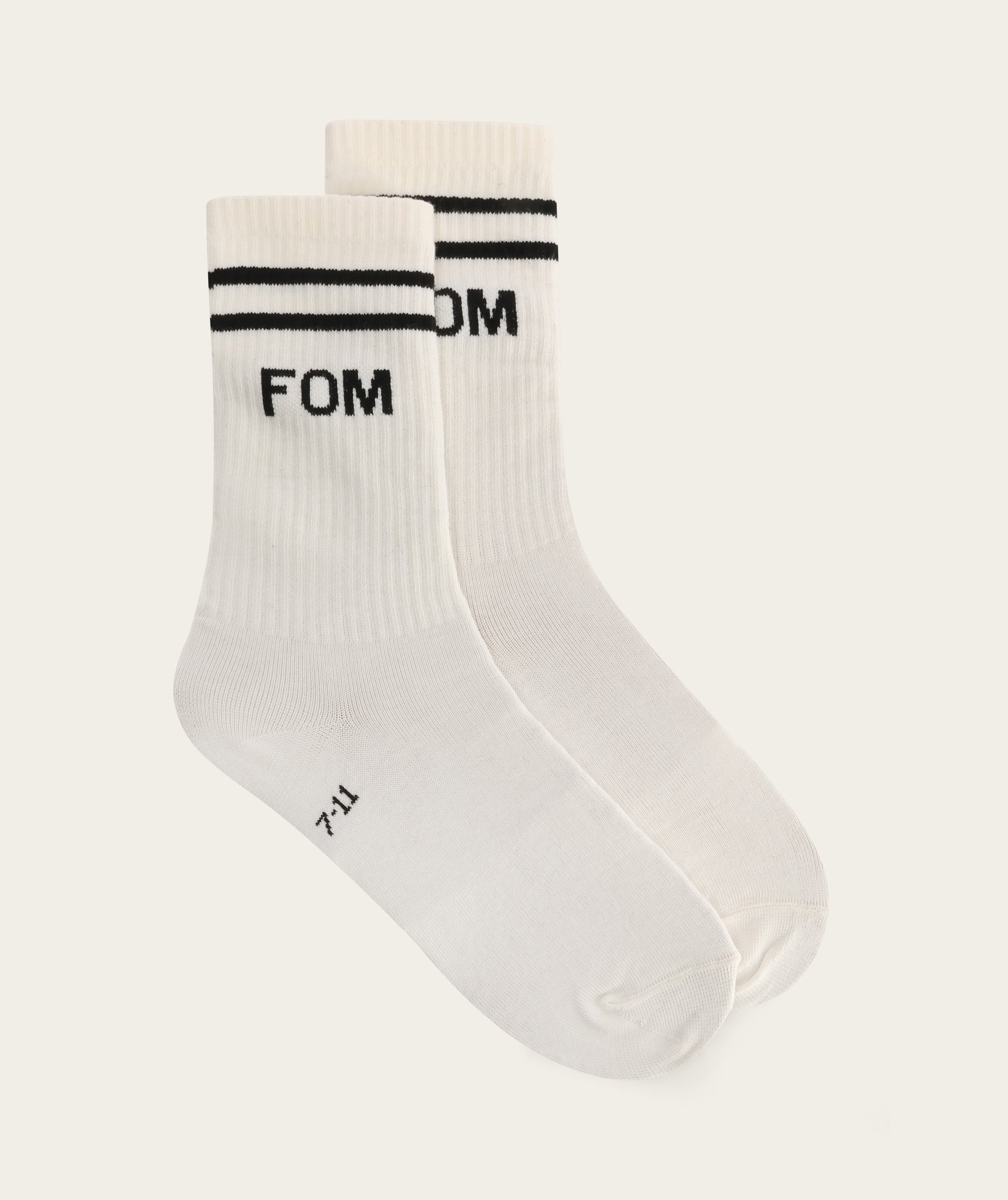 Socks Crew - Off white / Black stripes (Size 8-12)