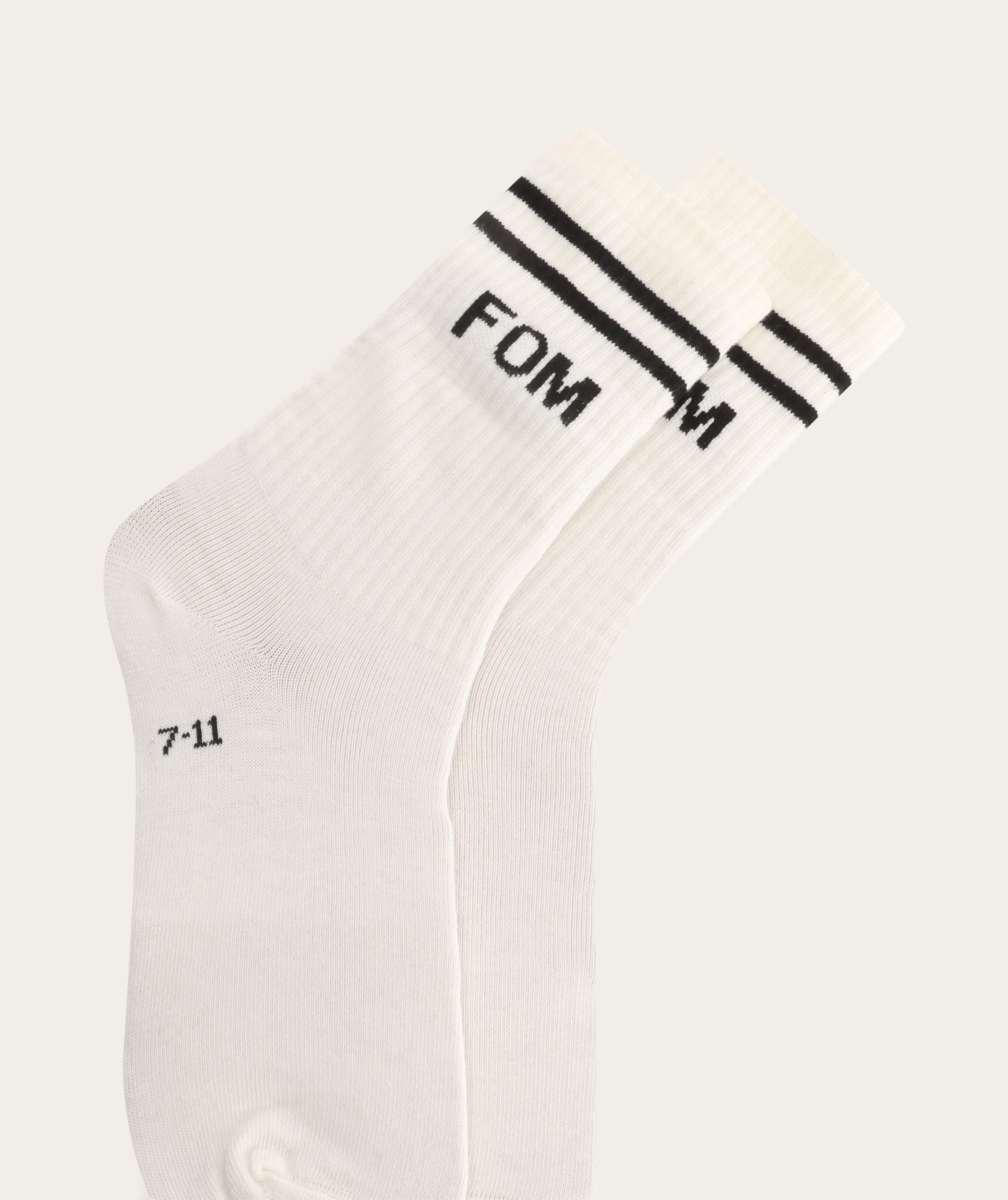 Socks Crew - Off white / Black stripes (Size 8-12)