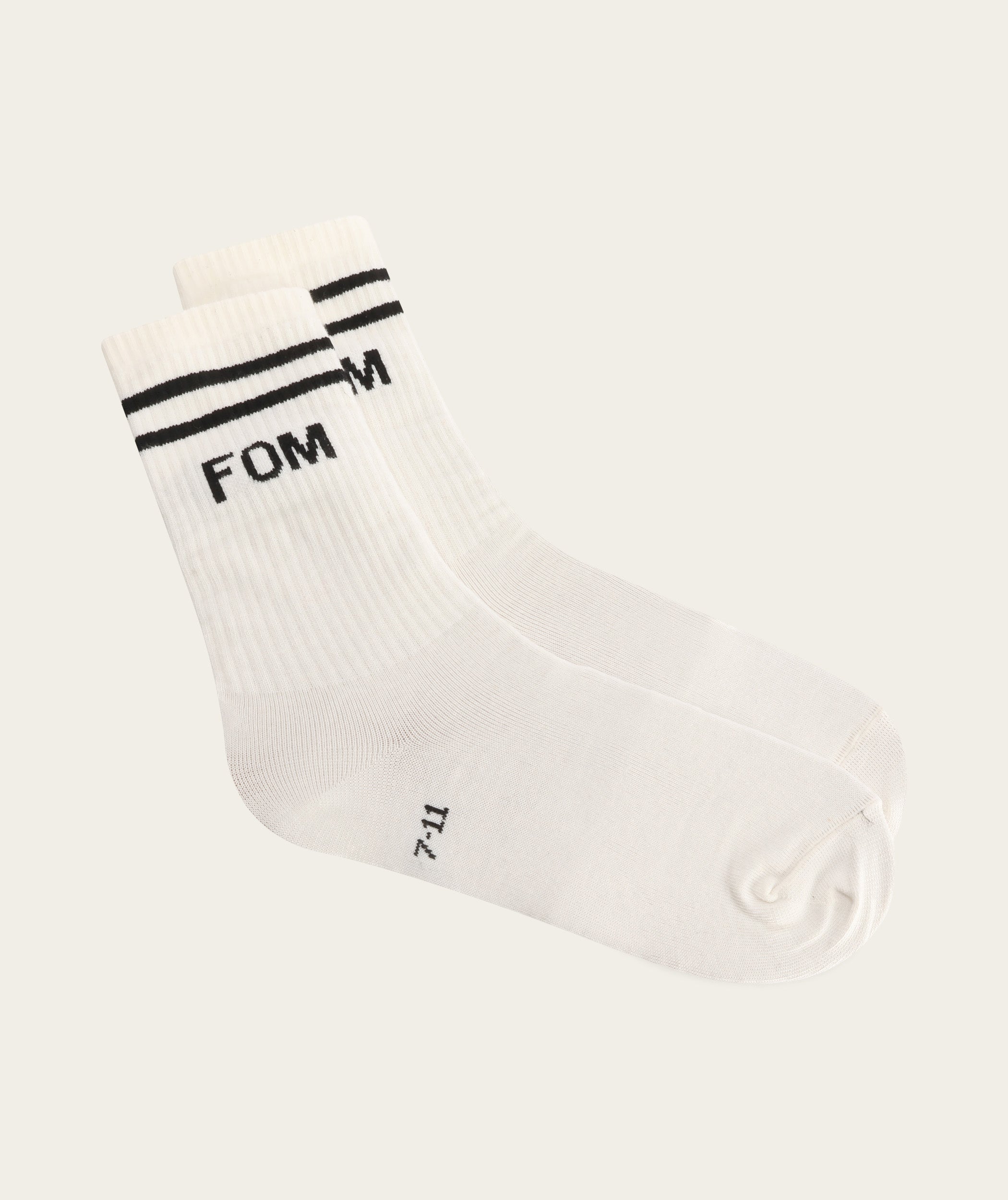 Socks Crew - Off white / Black stripes (Size 8-12)