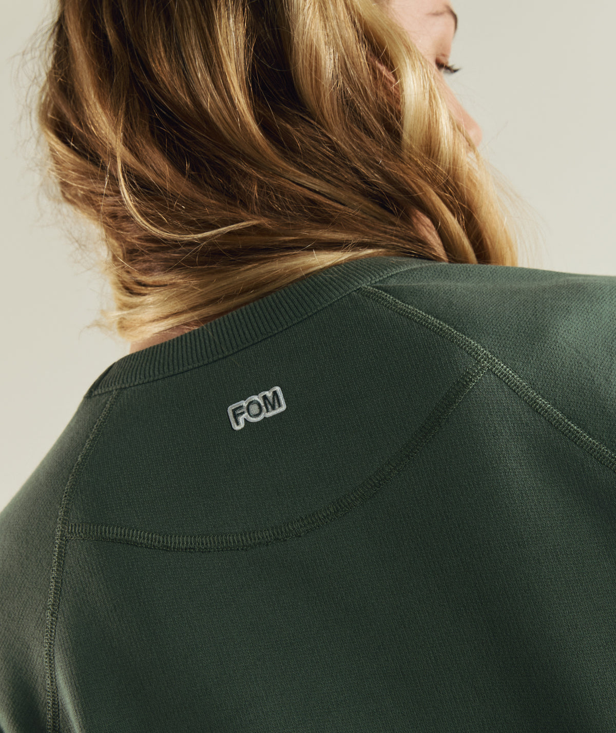 Ladies Textured Crew Neck Sweat - Sage Green