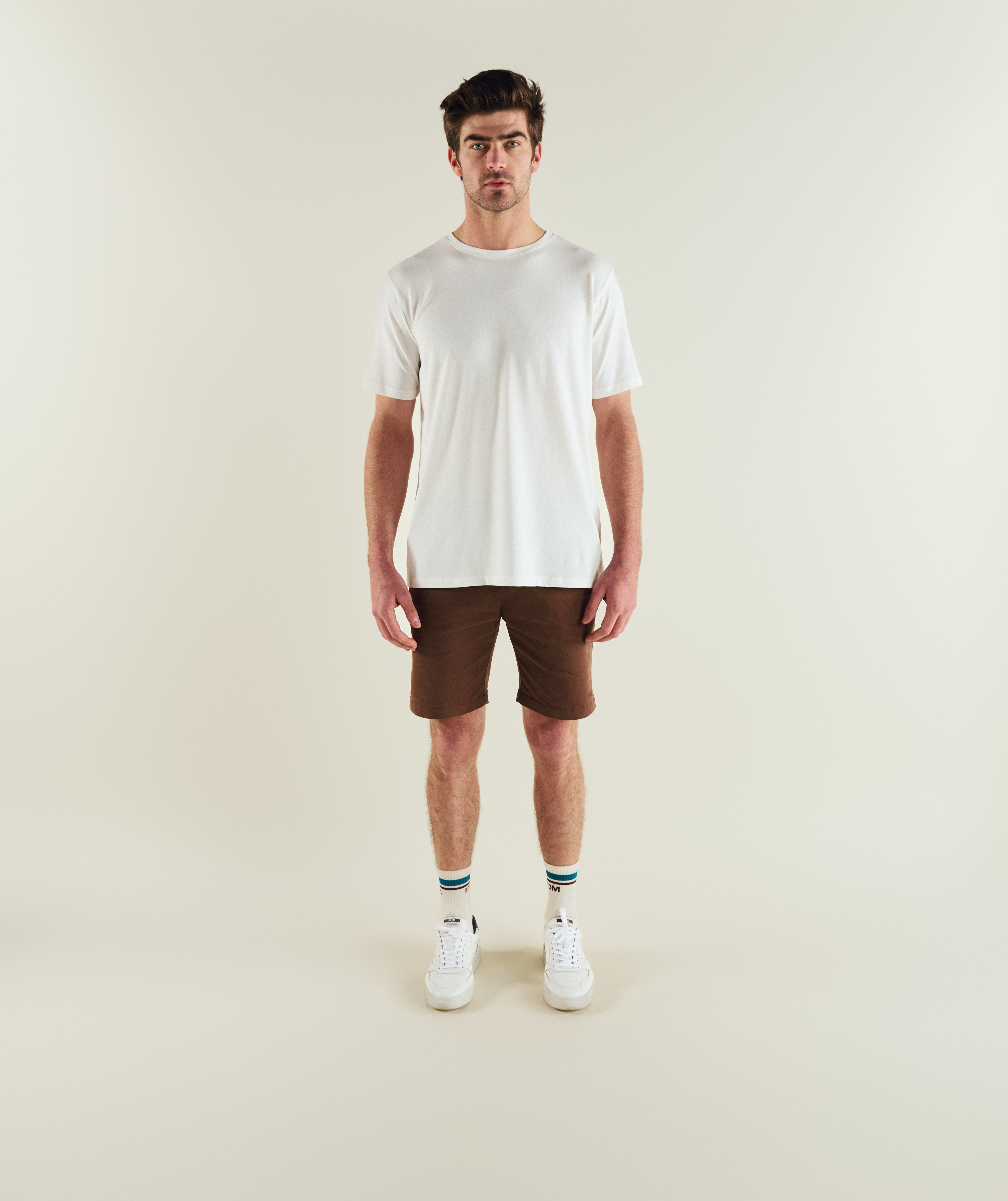 Mens Standard Three Pack Cotton Tees - Ivory/ Green/ Navy