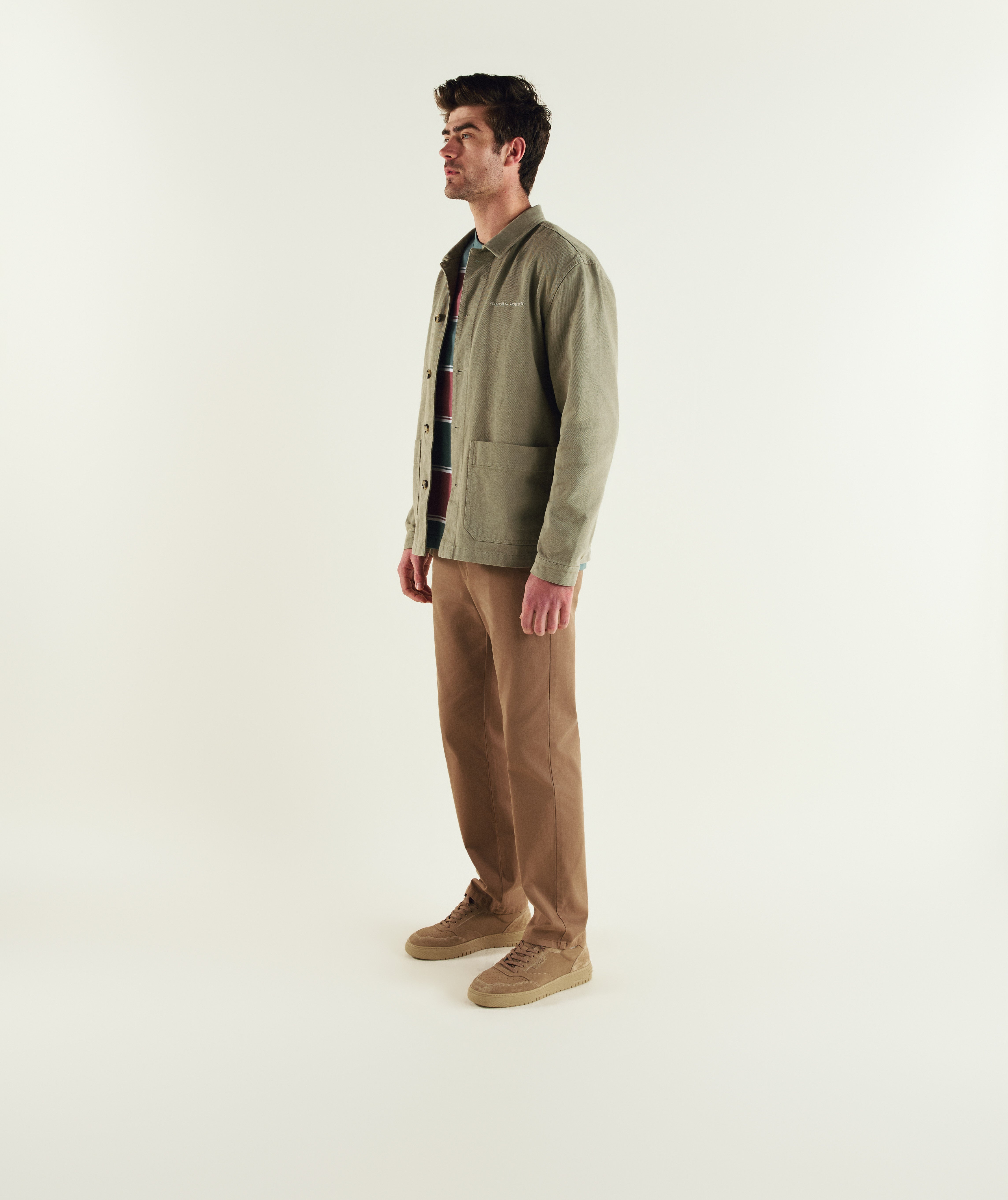 Mens Cotton Twill Shacket - Sage