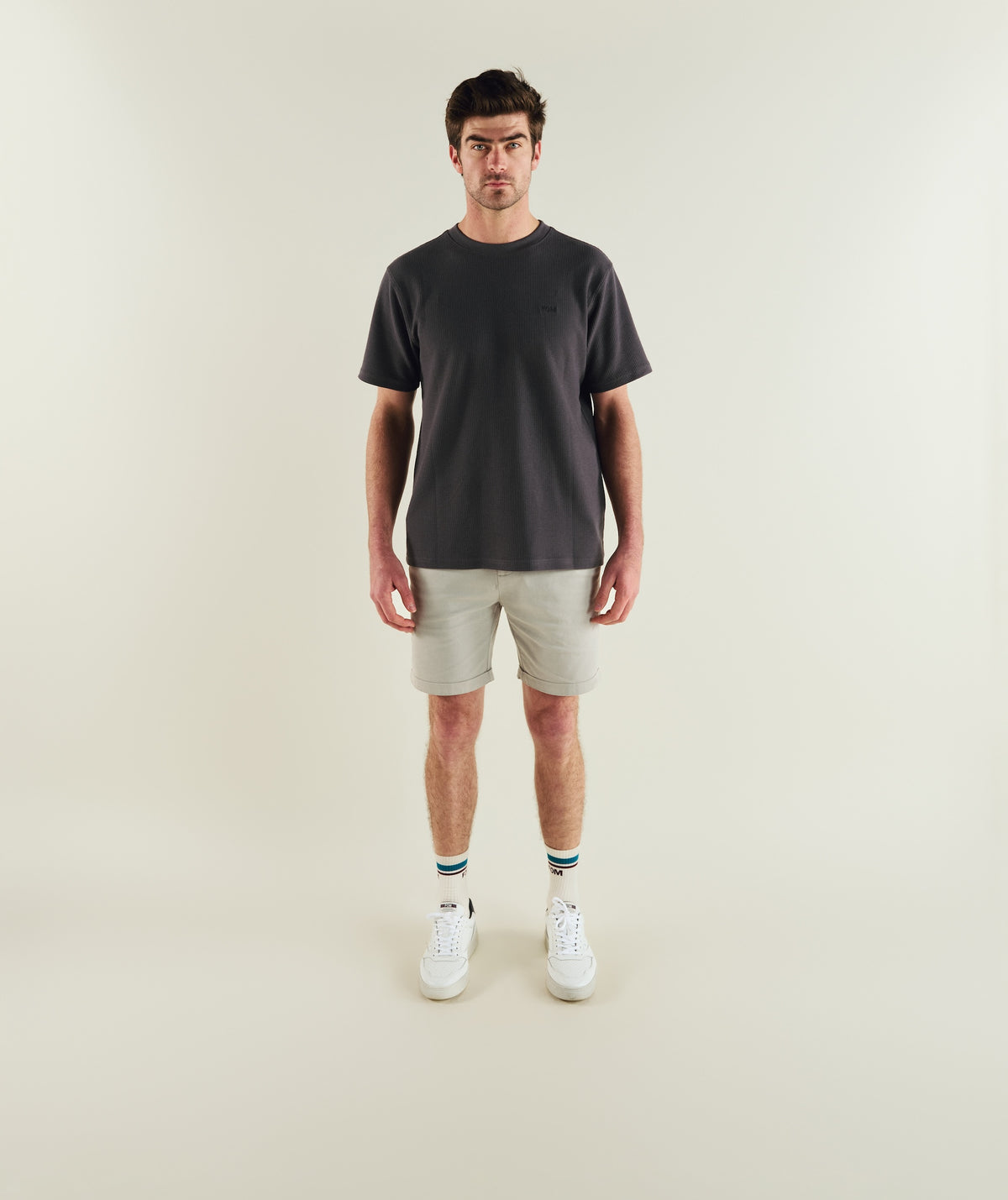 Mens Cotton Canvas Chino Shorts - Cement