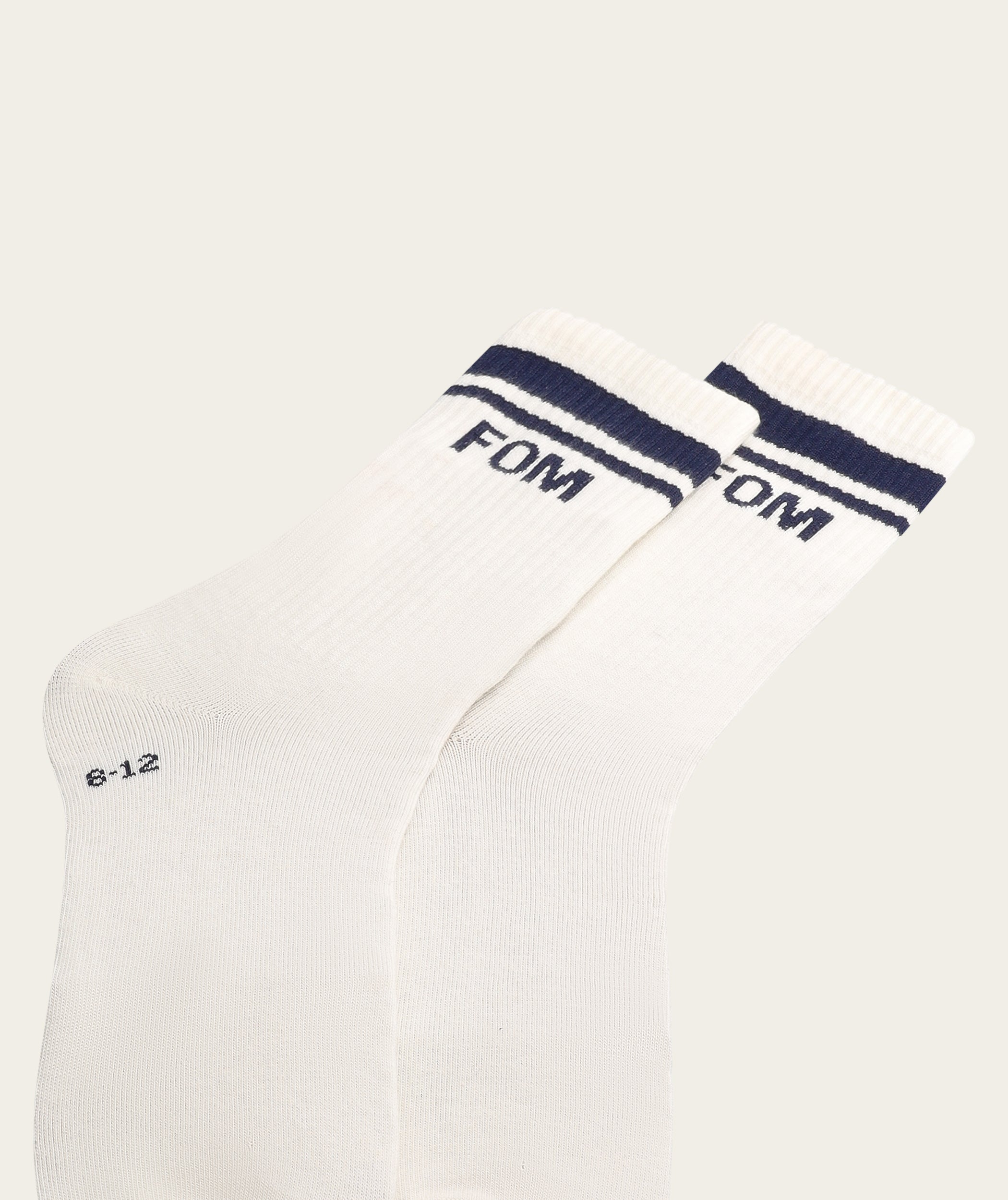 Socks Crew Twin Pack - Off-White & Navy Stripes (Size 8-12)