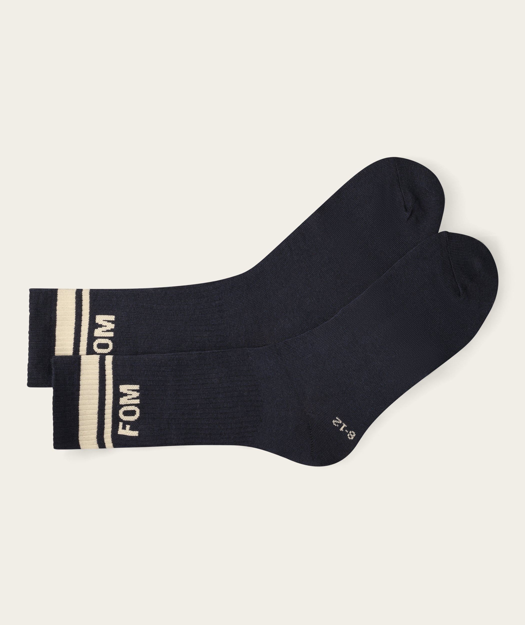 Socks Crew Twin Pack - Off-White & Navy Stripes (Size 8-12)