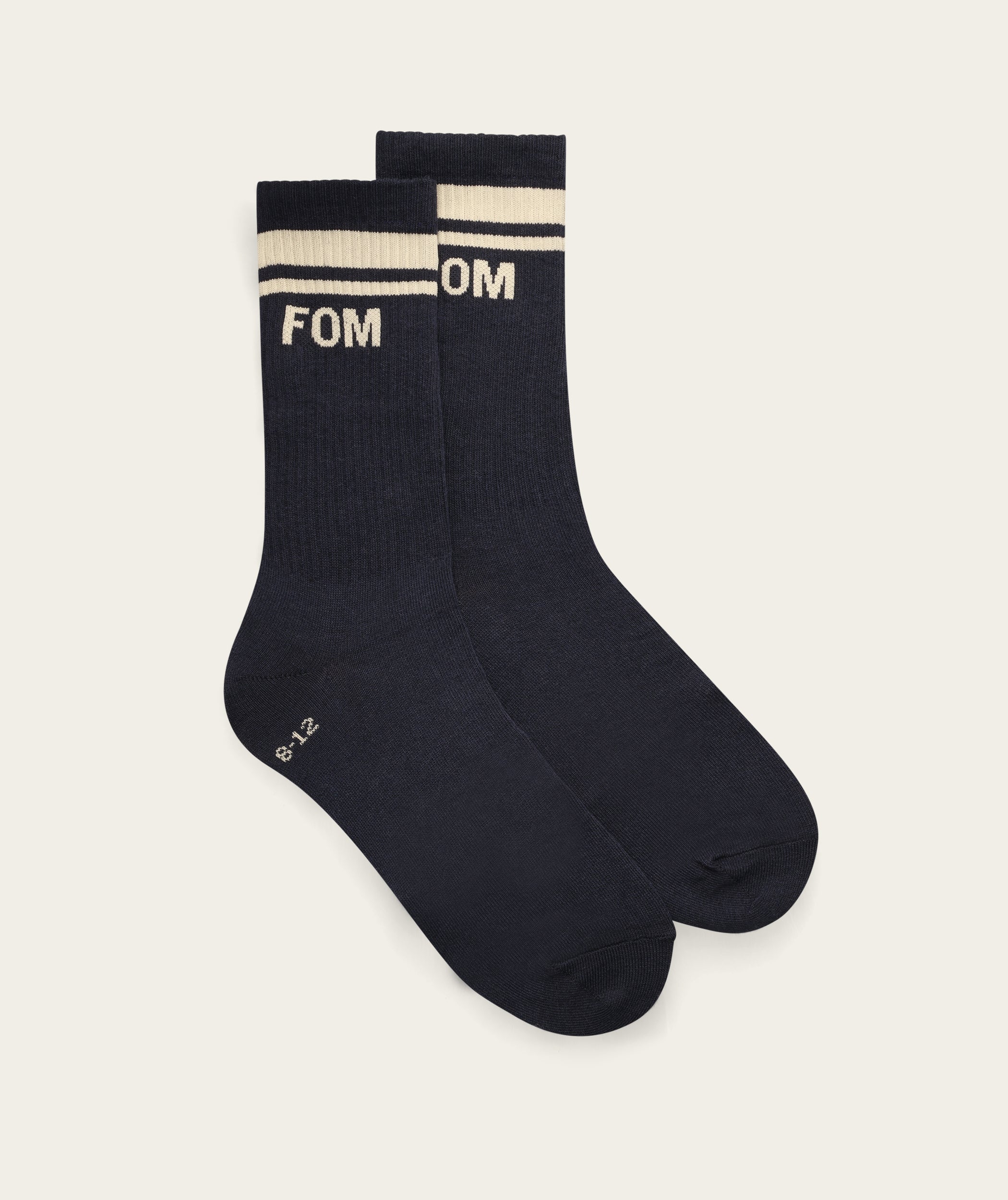 Socks Crew Twin Pack - Off-White & Navy Stripes (Size 8-12)