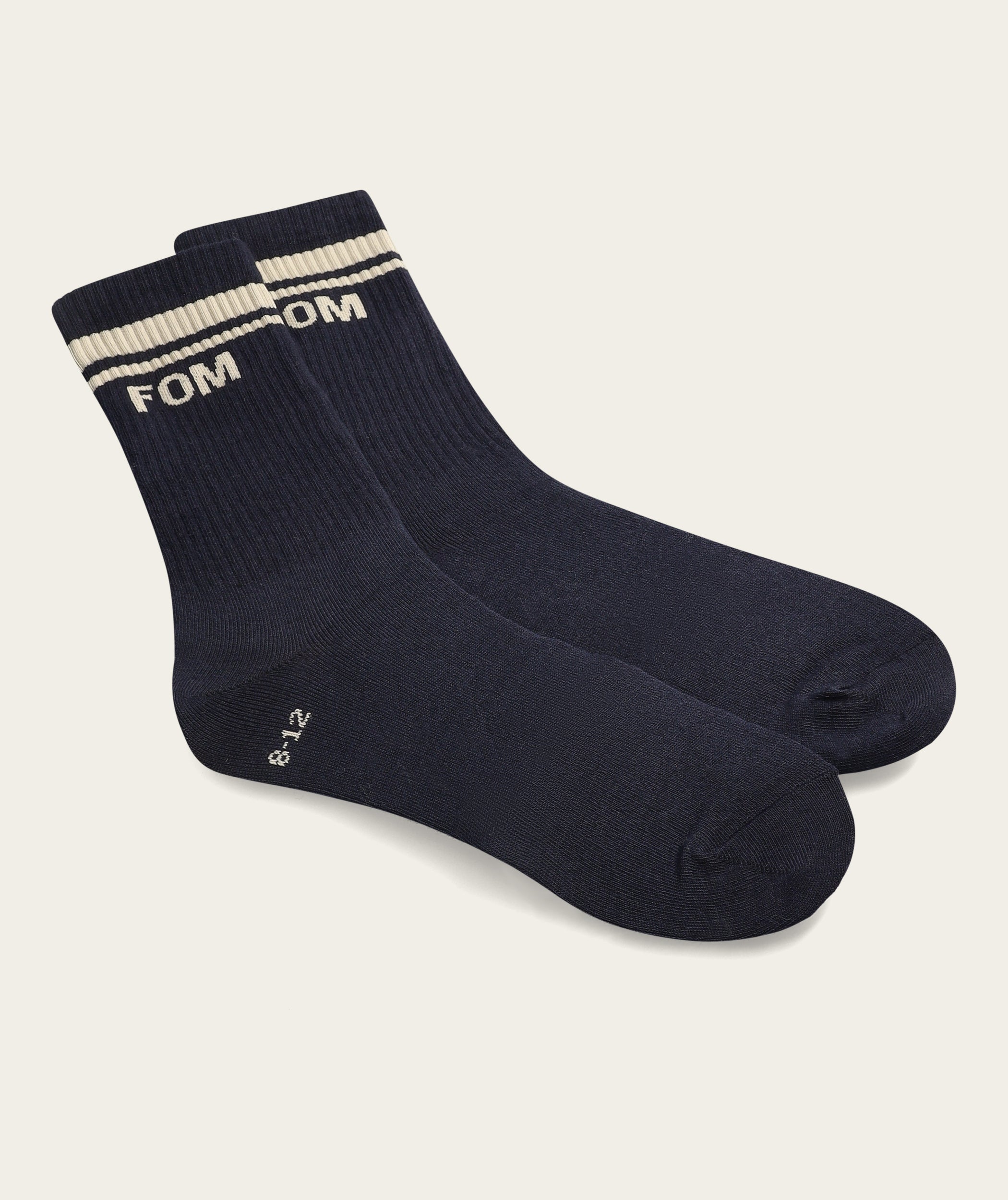 Socks Crew Twin Pack - Off-White & Navy Stripes (Size 8-12)