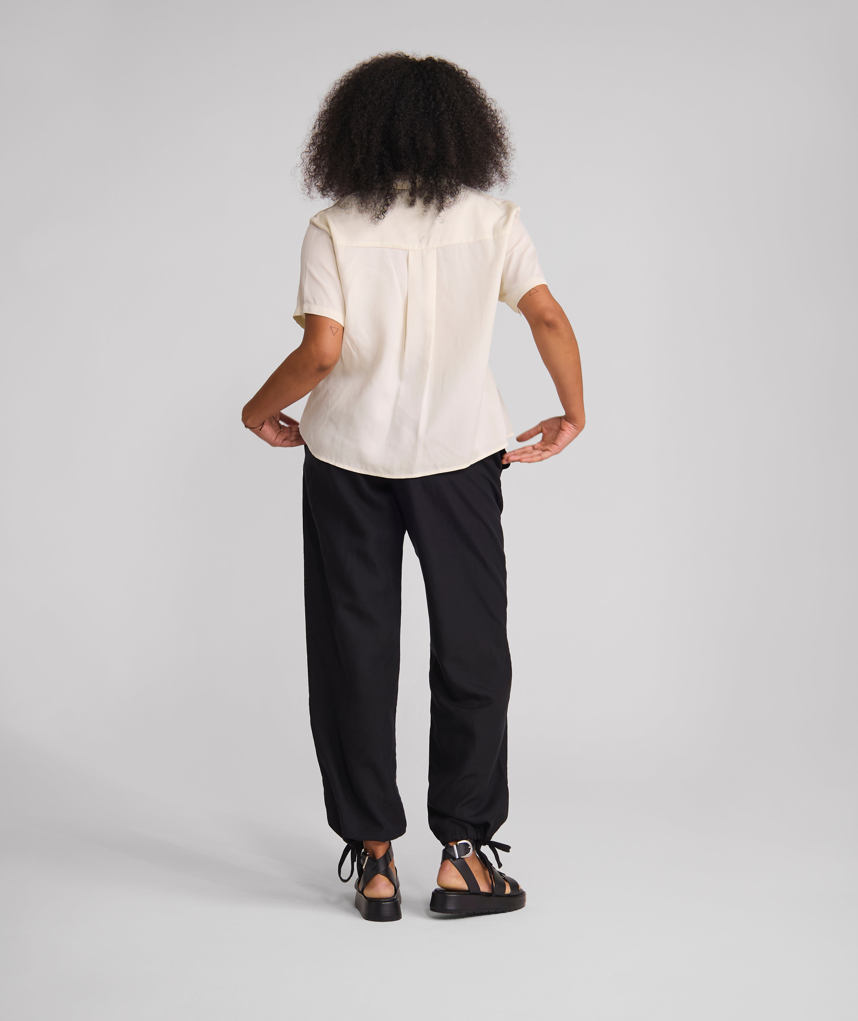 Ladies Drawstring Lyocell Trousers - Black