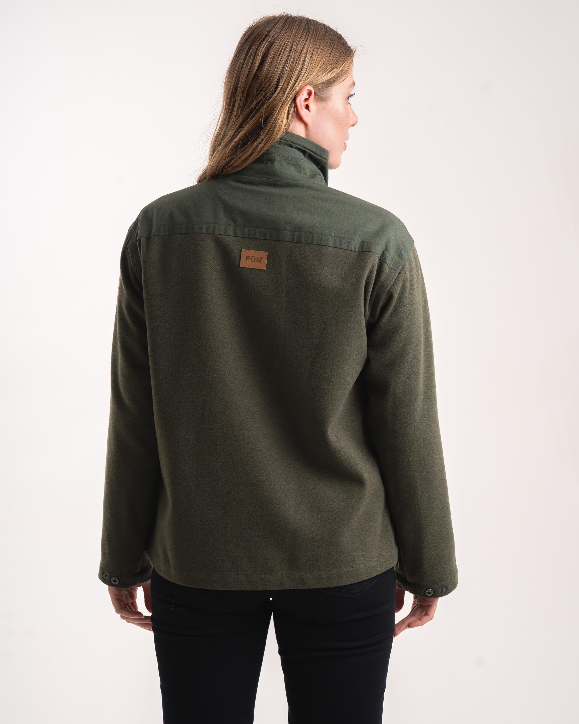 Melton Button Jacke für Damen - Flaschengrün