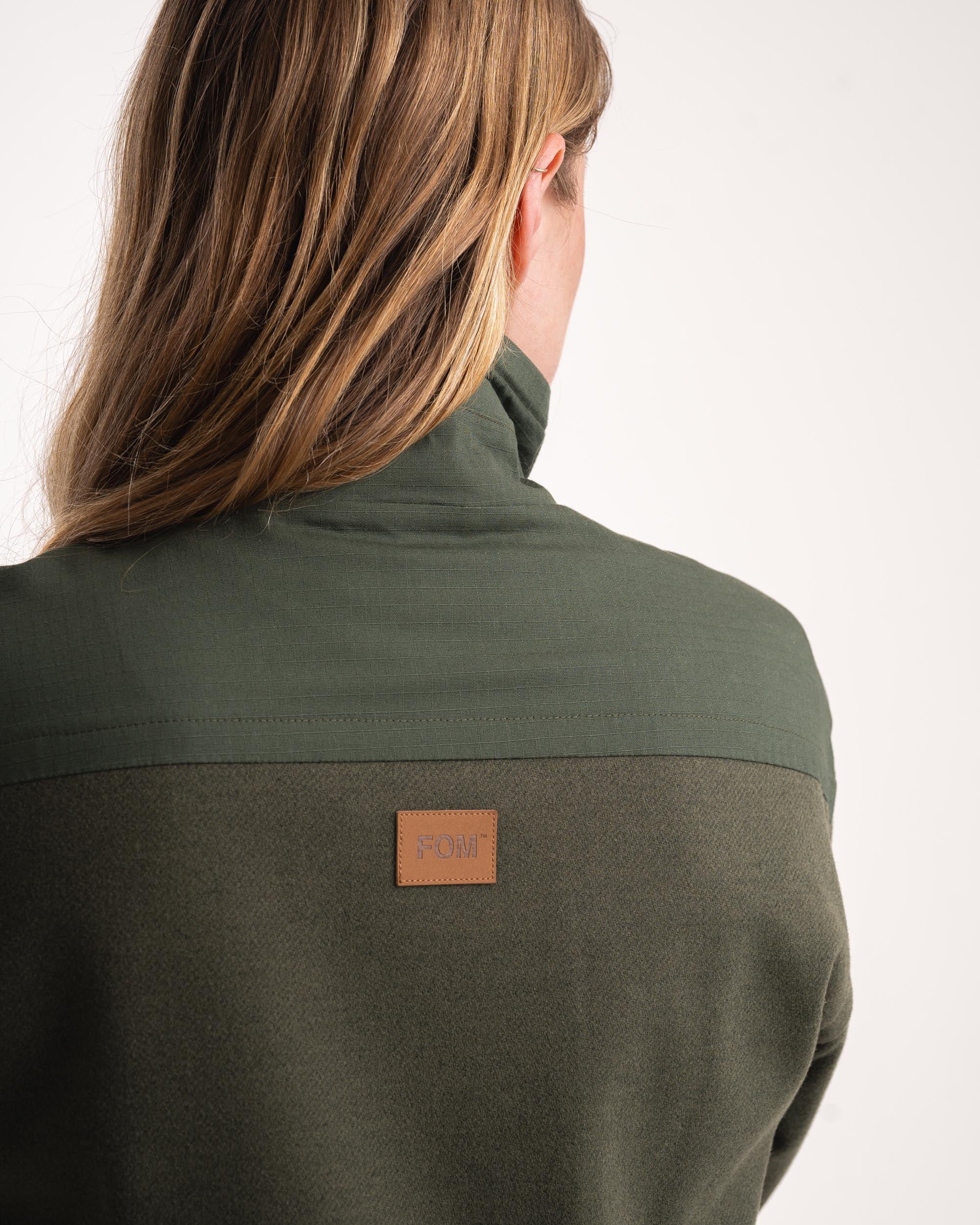 Melton Button Jacke für Damen - Flaschengrün