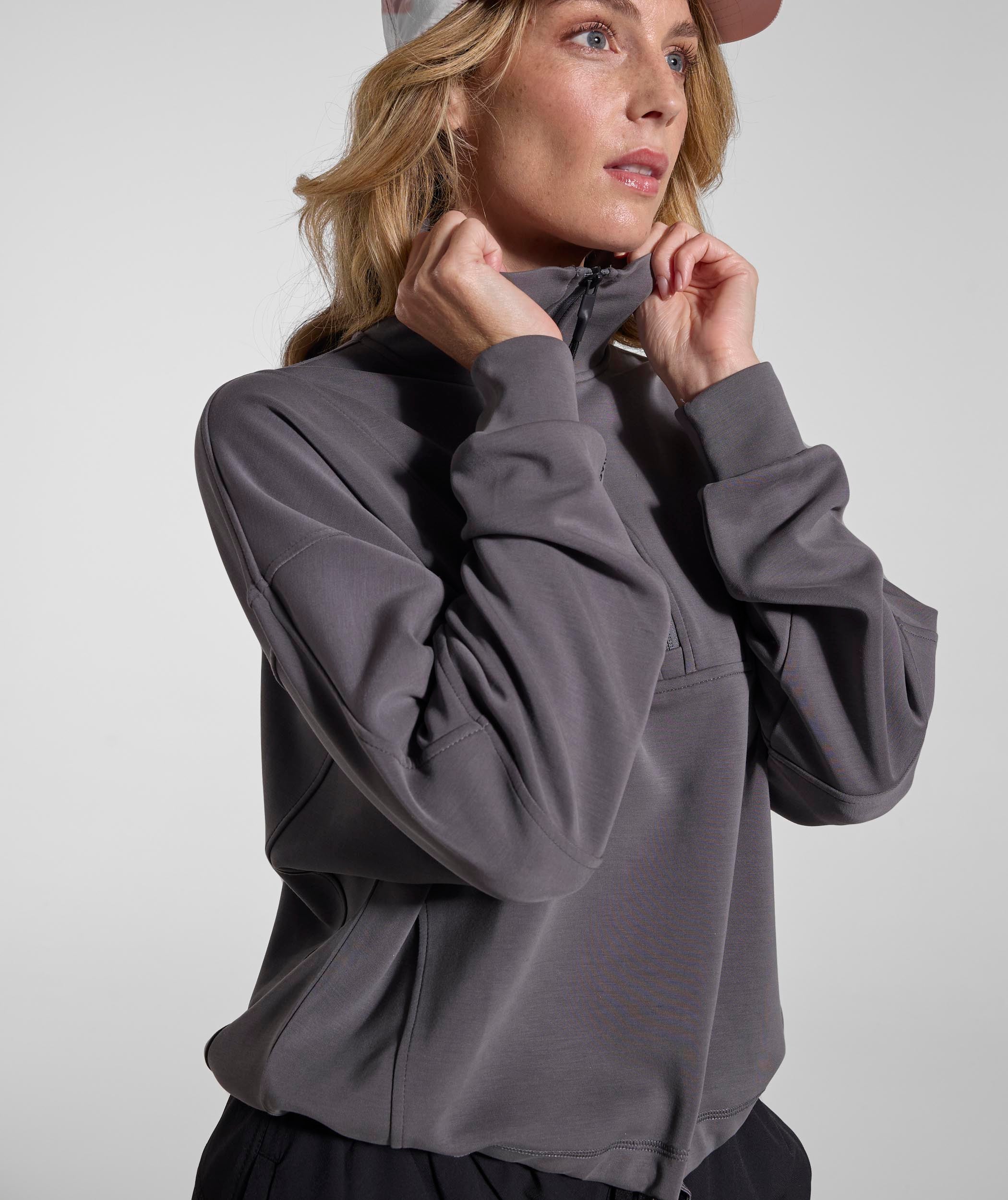 Ladies 1/4 Zip Sweater - Slate