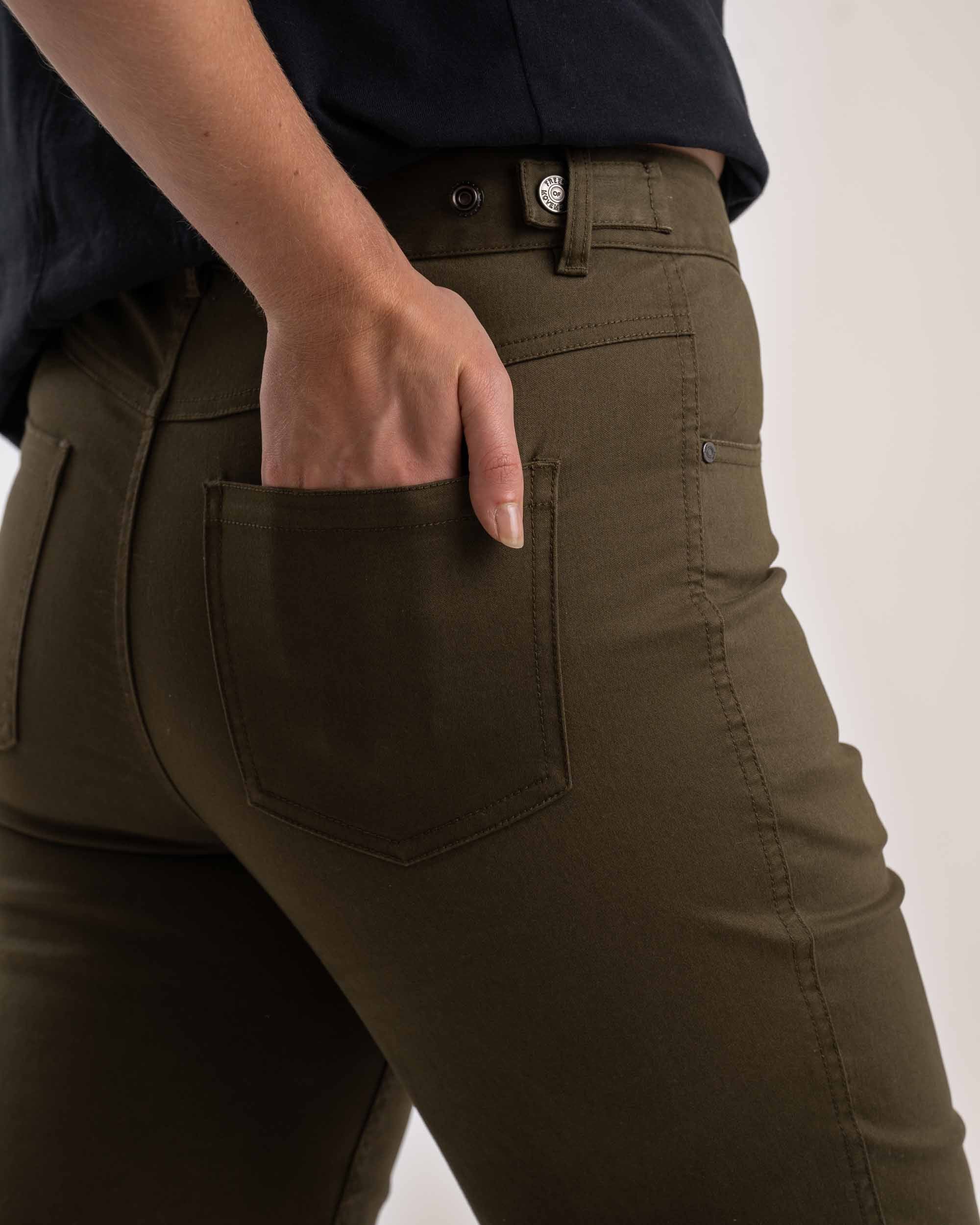 Ladies Regular Fit Trousers - Olive Green