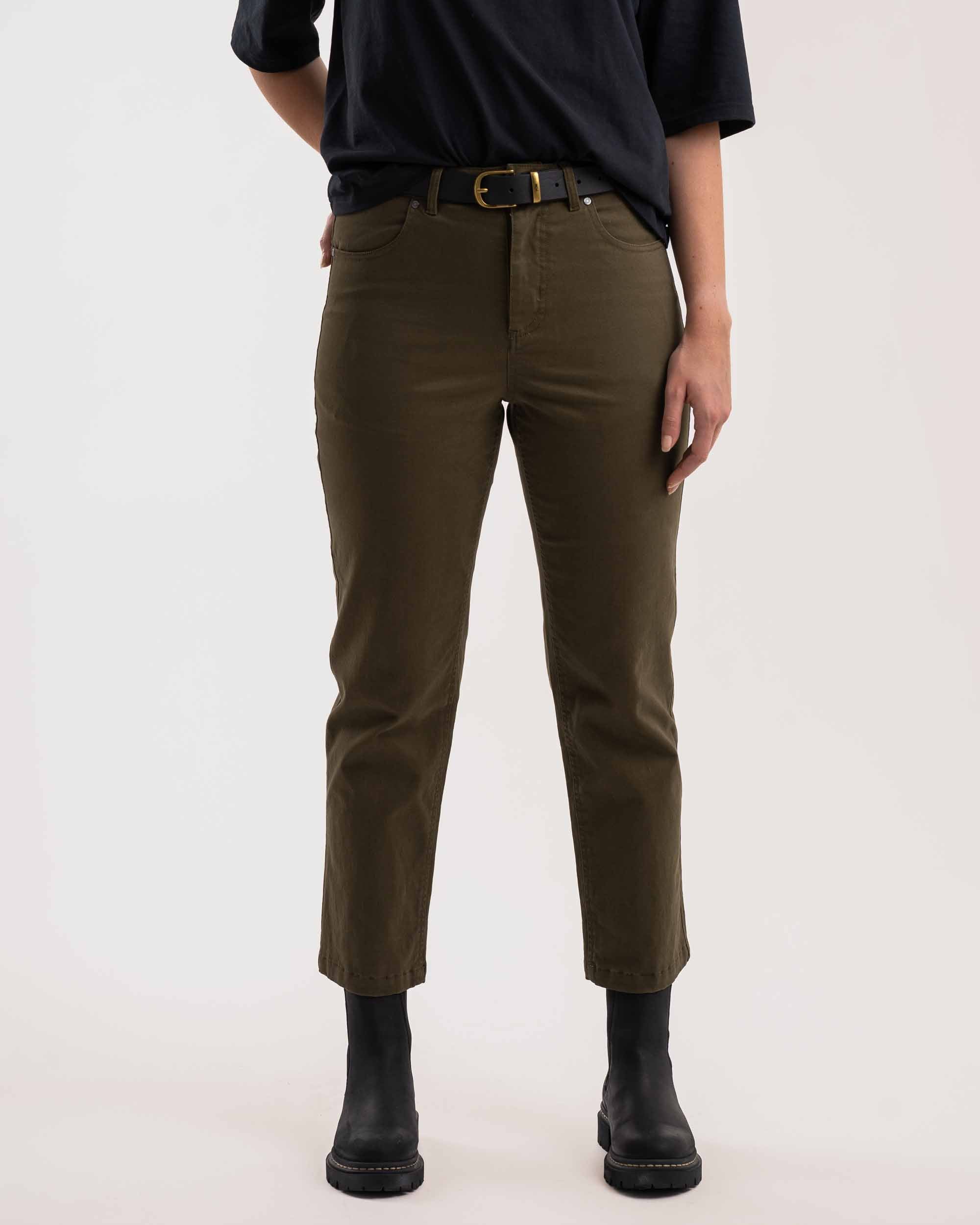 Ladies Regular Fit Trousers - Olive Green