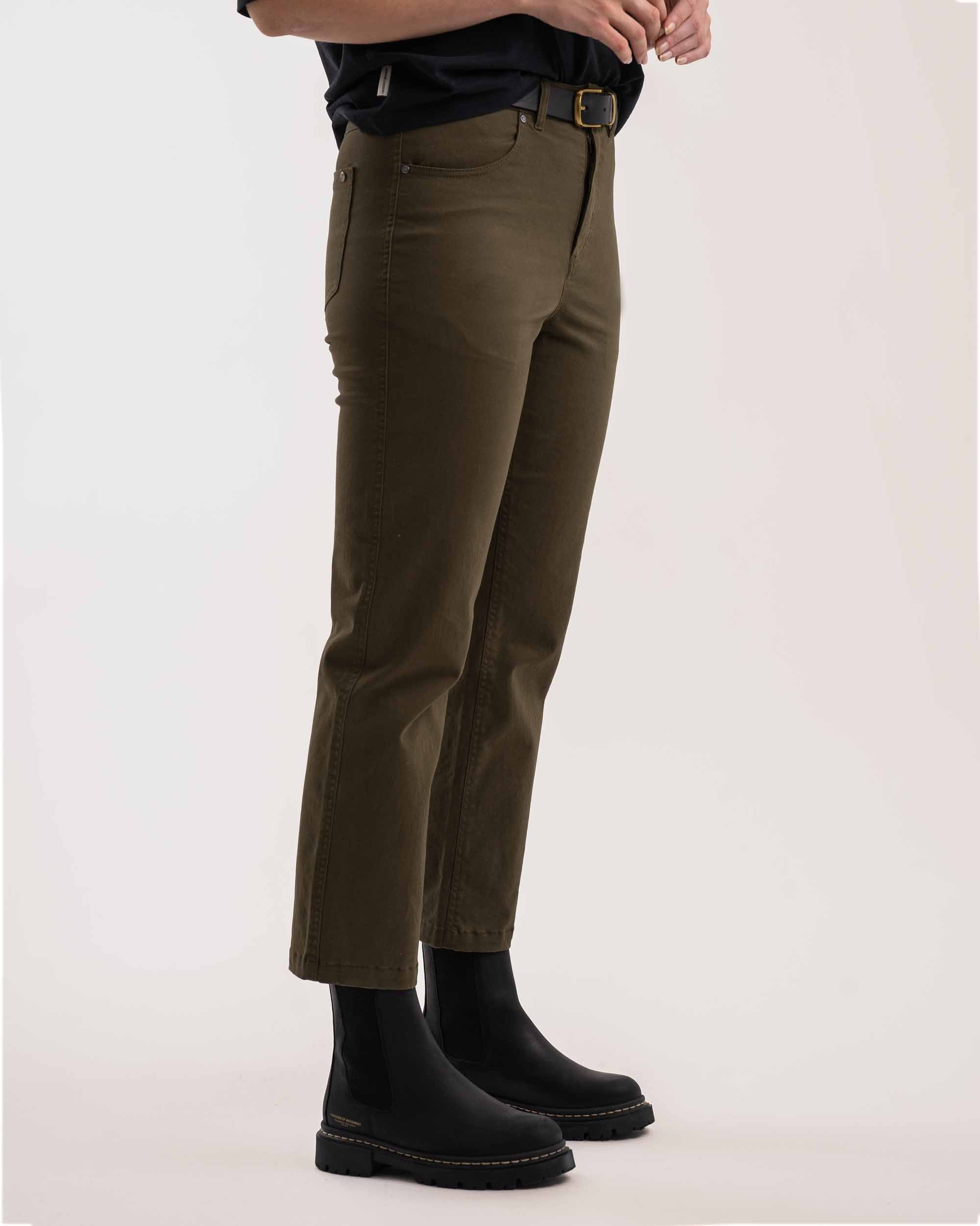 Dames Regular Fit Broek - Olijfgroen