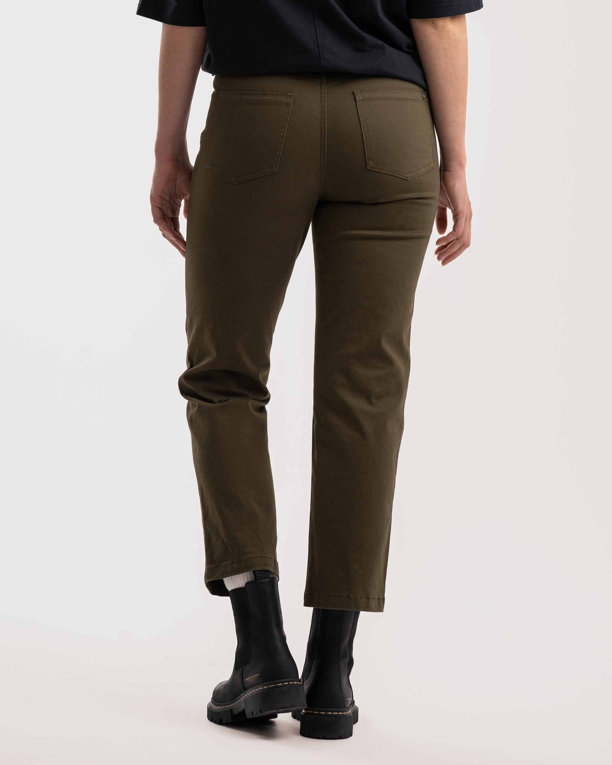 Dames Regular Fit Broek - Olijfgroen